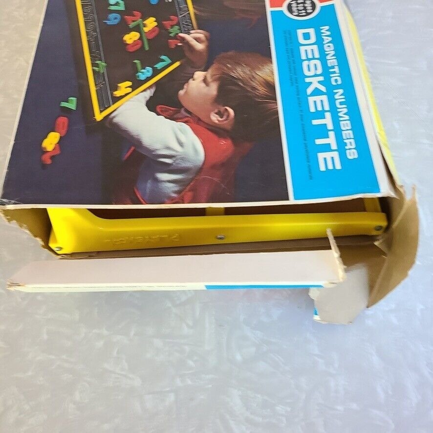 Vintage 1971 Playskool Deskette Magnetic Desk Numbers Letters Alphabet Box