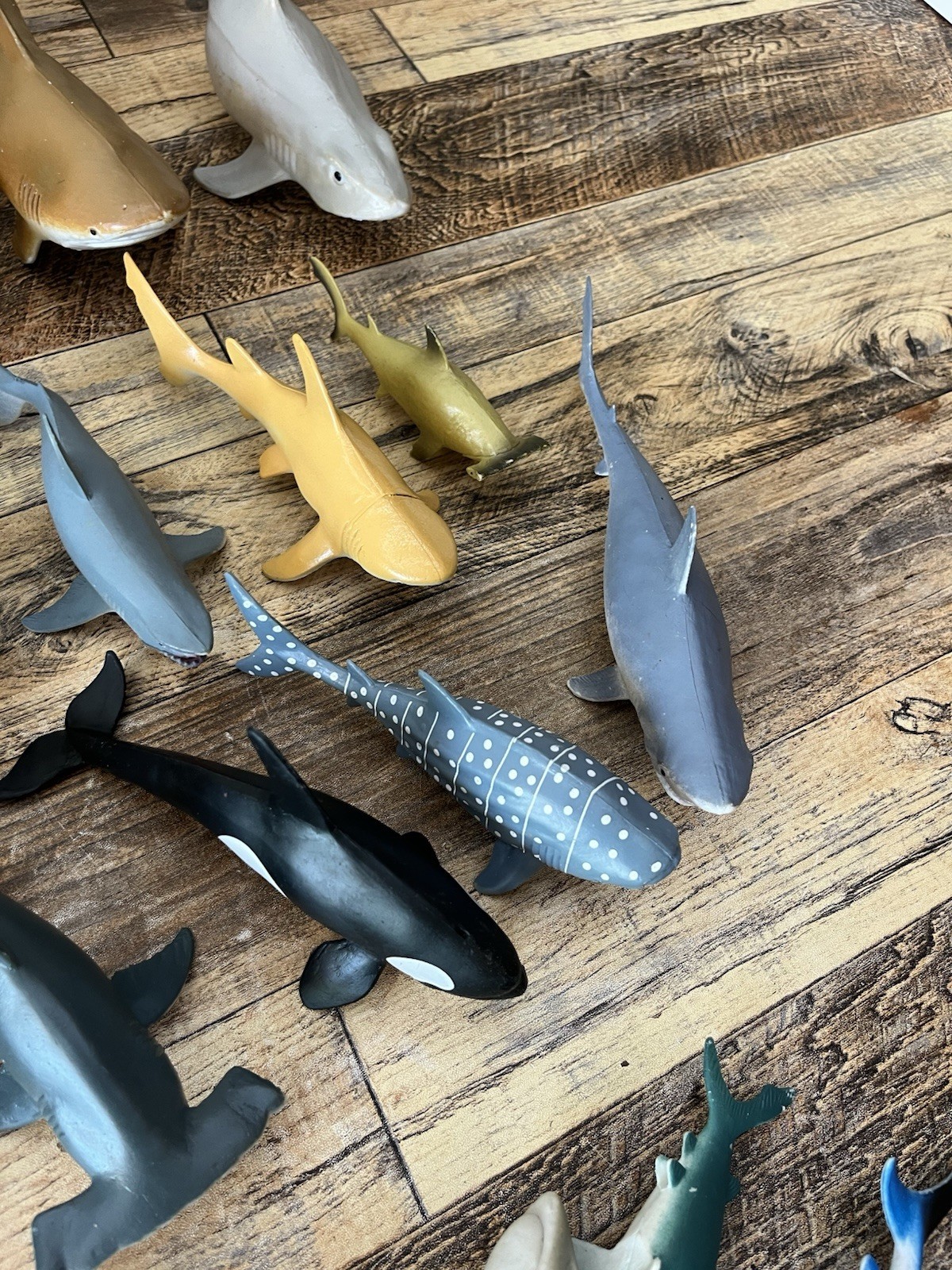Ocean Animals Plastic Large Lot 60+ Of Sharks Whale Dolphins 10 Inch And Less