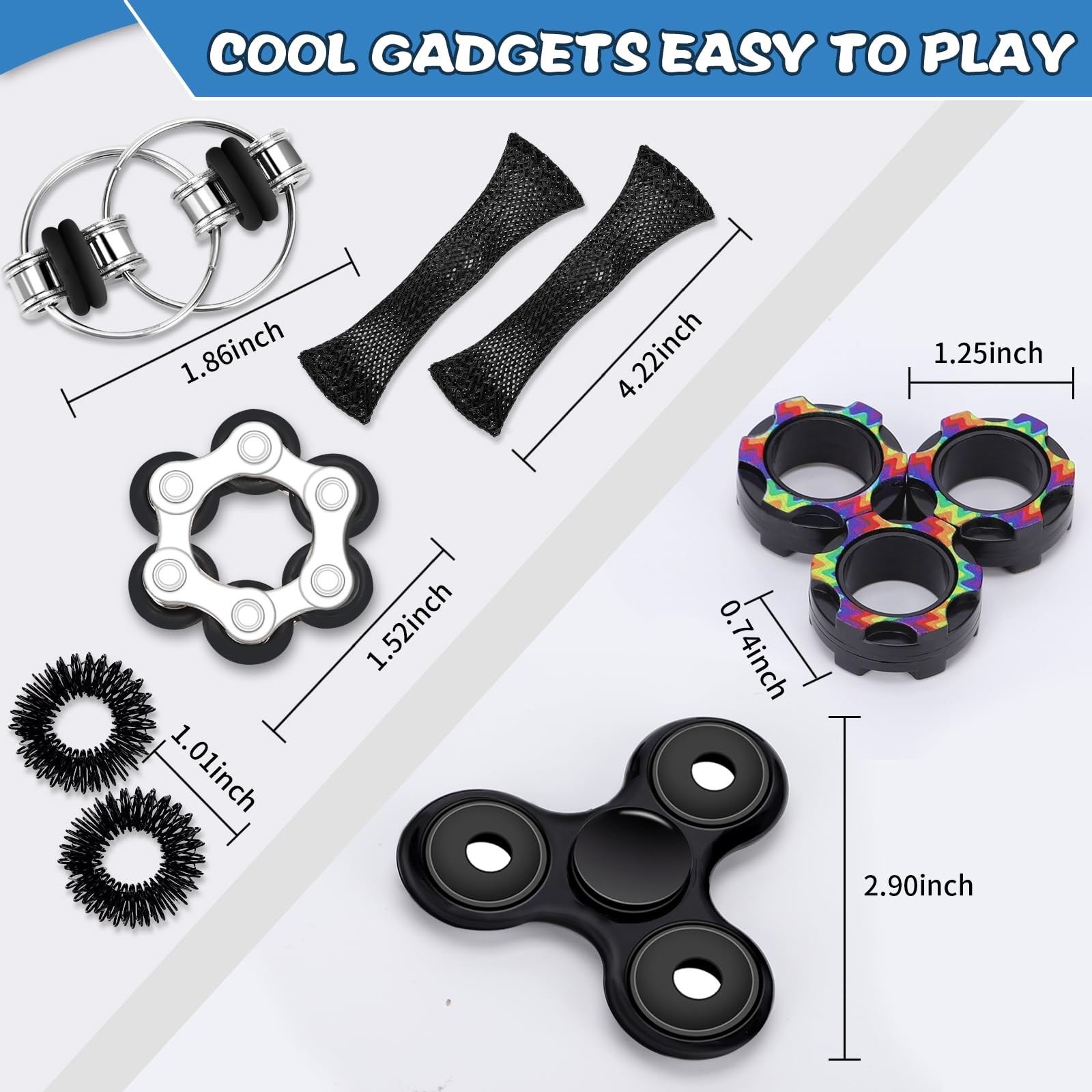 Vipctery 8Pcs Fidget Toys Adults Kids 8+ ADHD Autism Small, Black