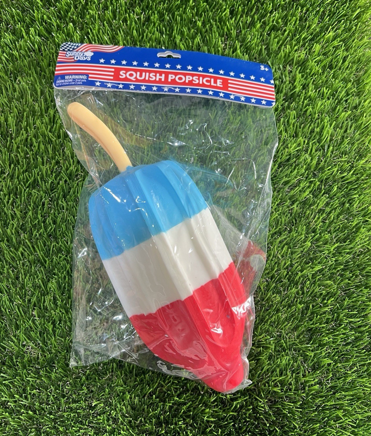 Sunny Days Squish Popsicle Tactile Squeeze Toy – Red, White, Blue, Ages 3+