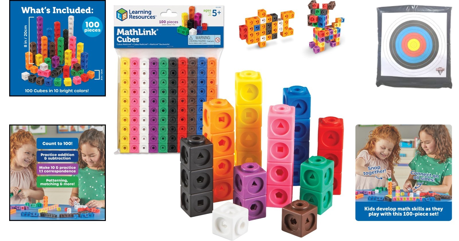 100 Multicolor MathLink Cubes – Hands-On STEM Toys for Early Math Skills