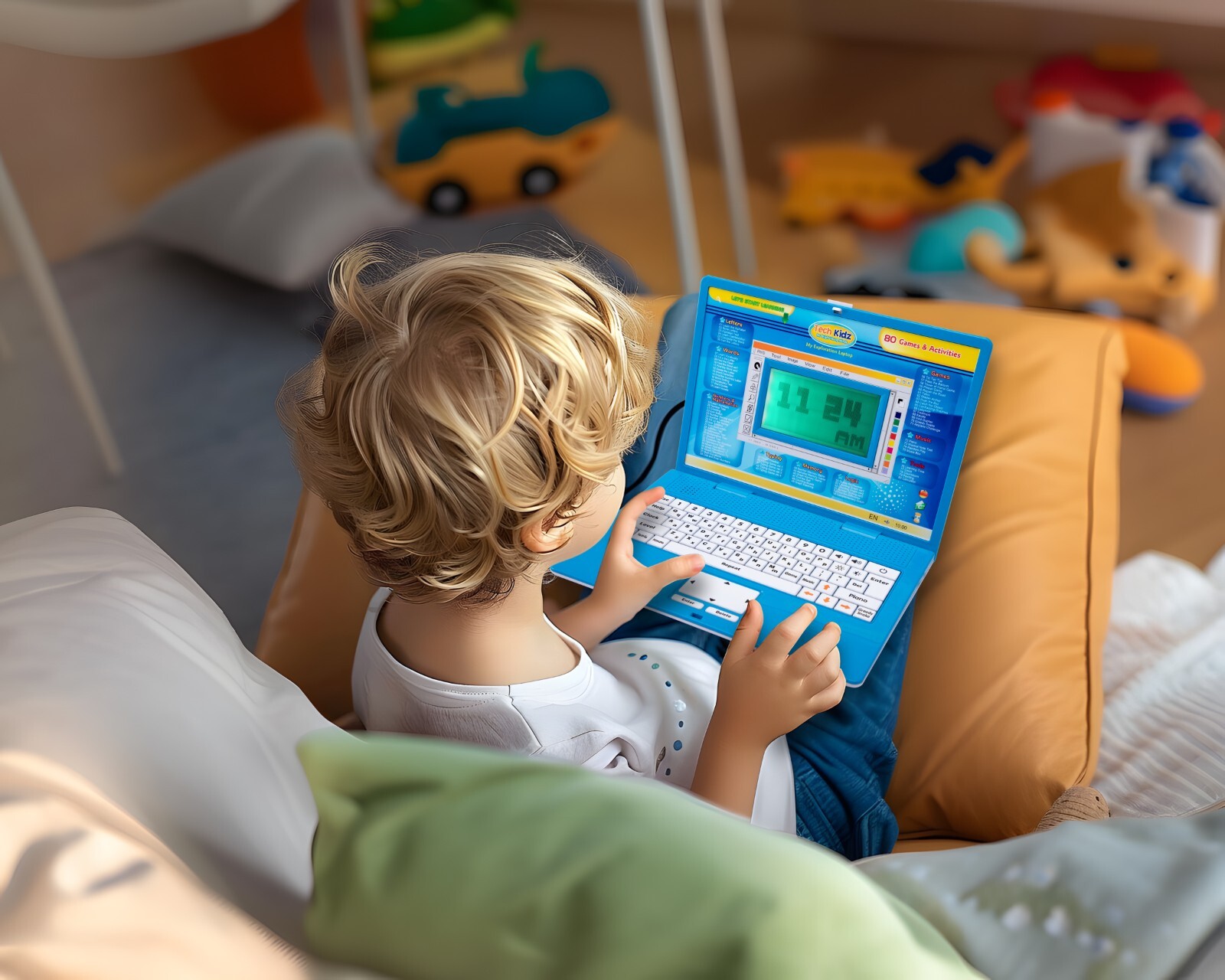 Tech Kidz Toy Computer Laptop Computer 80 Challenging Learning Activities (Blue)