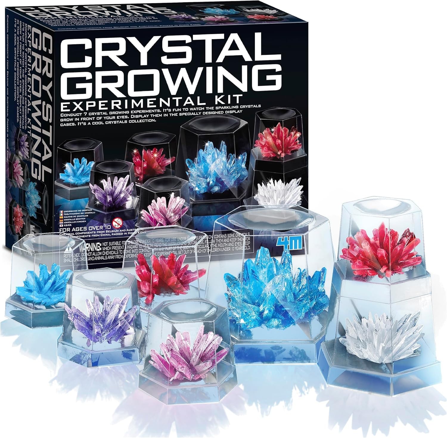 STEM Crystal Growing Science Kit with 7 Experiments and Display Domes – Ages 10+