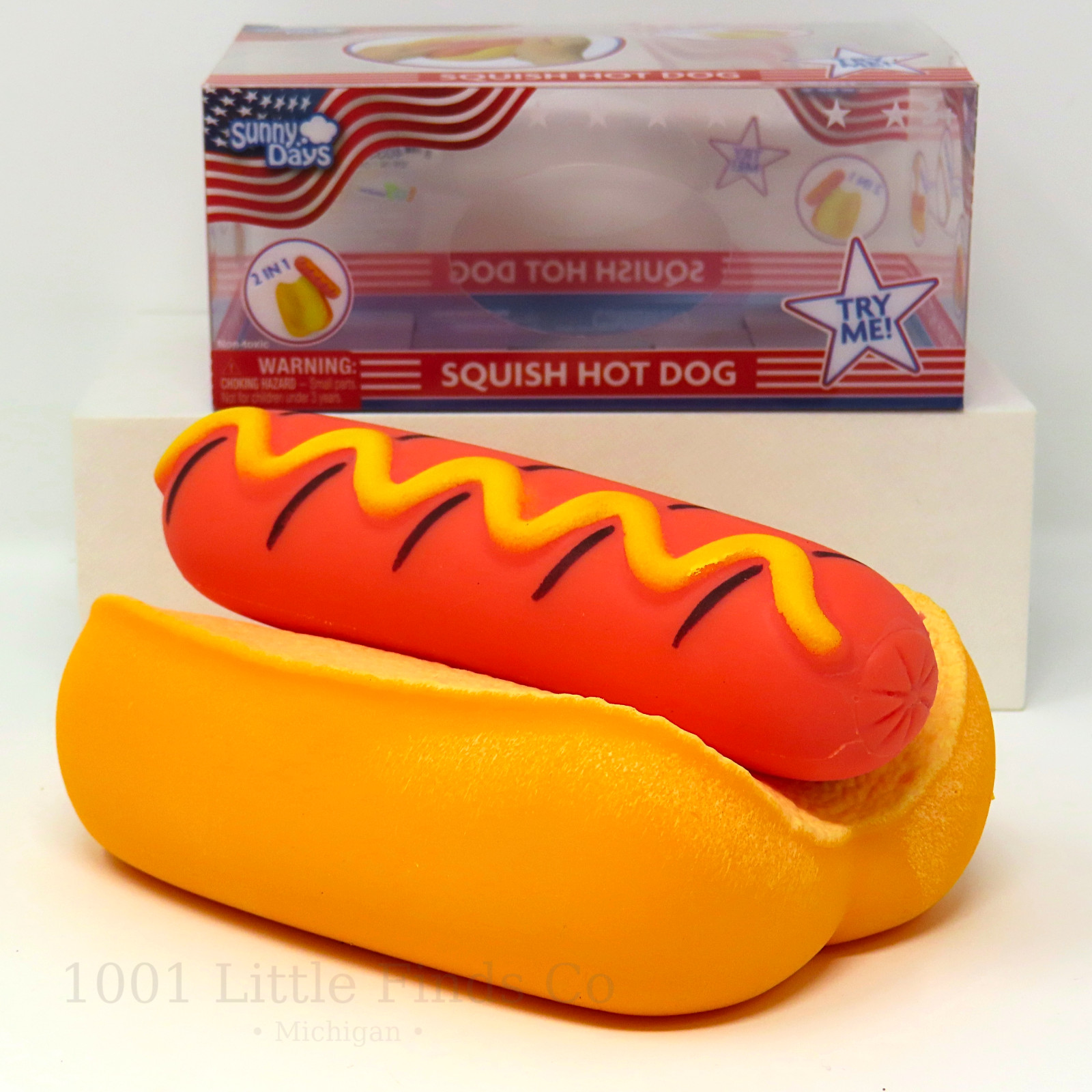 Sunny Days Squish Hot Dog 2-in-1 Squishy Sensory Toy Viral Squeeze NIP