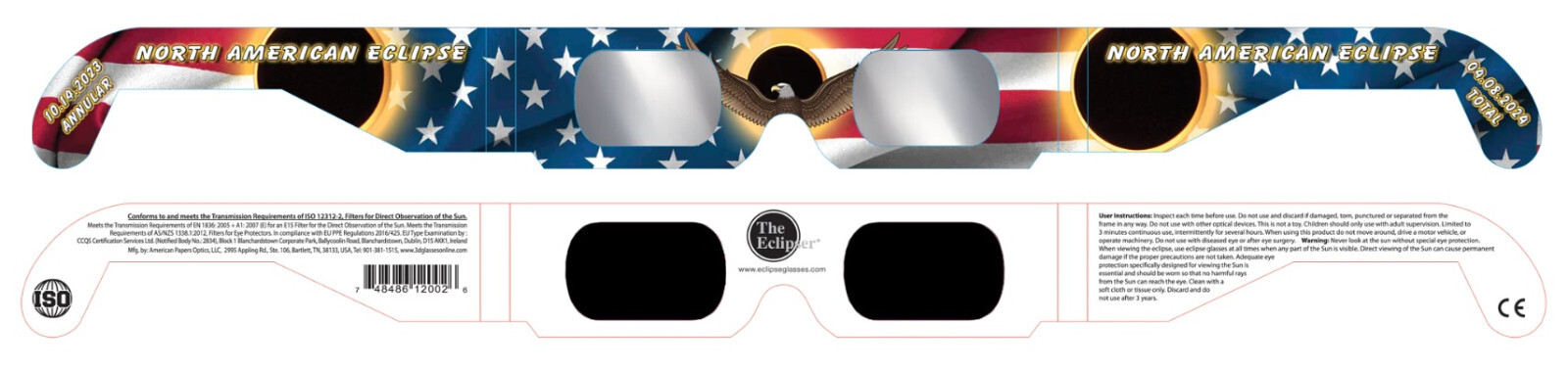 Solar Eclipse Glasses ISO Certified USA Made 2023 / 2024 Eclipse