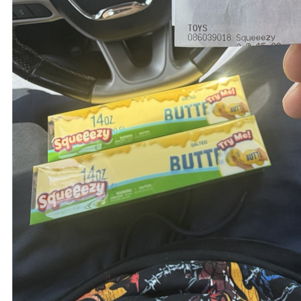 2 Squeezy 14oz Butter Stick Squeezable Stress Reliever Toy