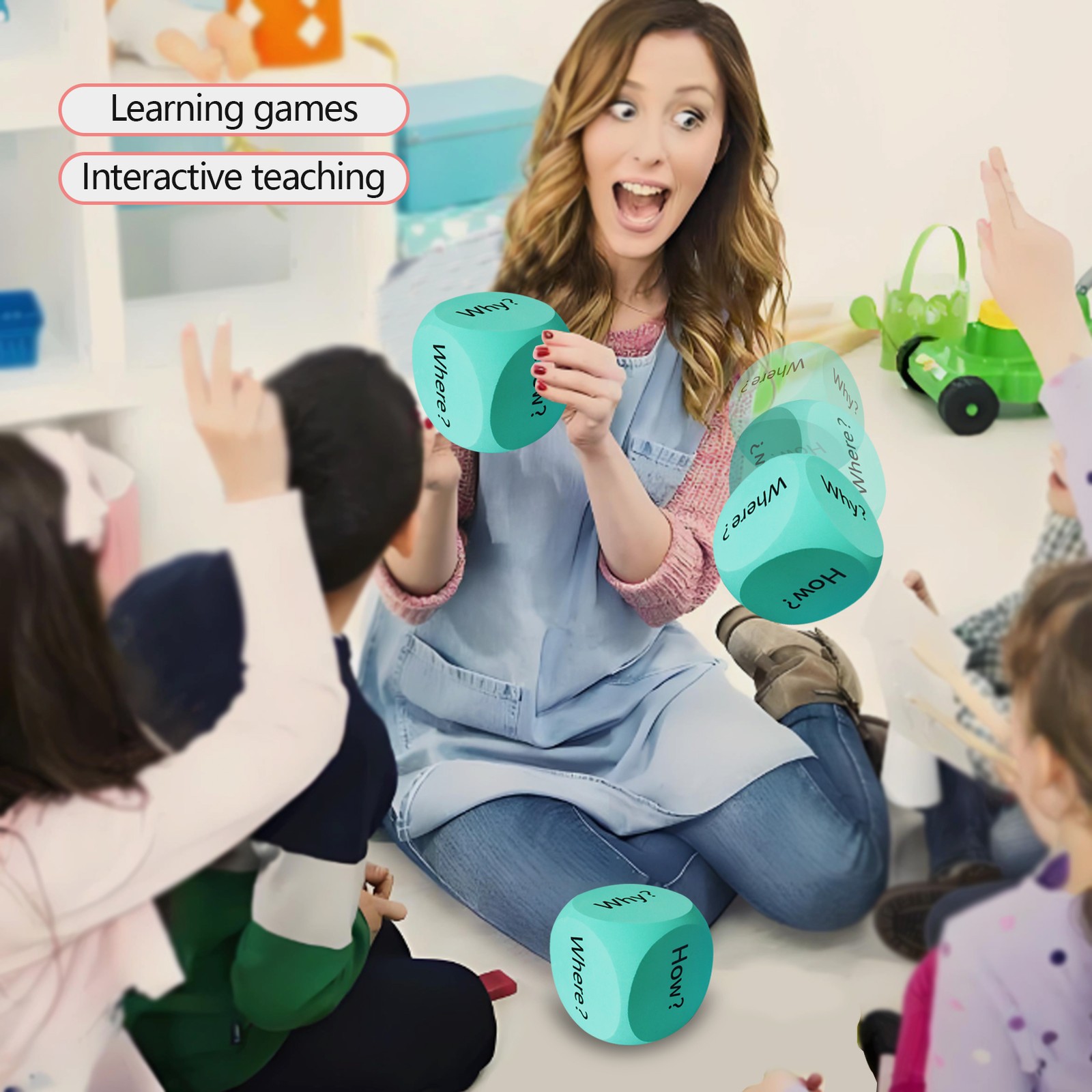 6-Sided Question Dice Cube for Classroom Activities for early learners