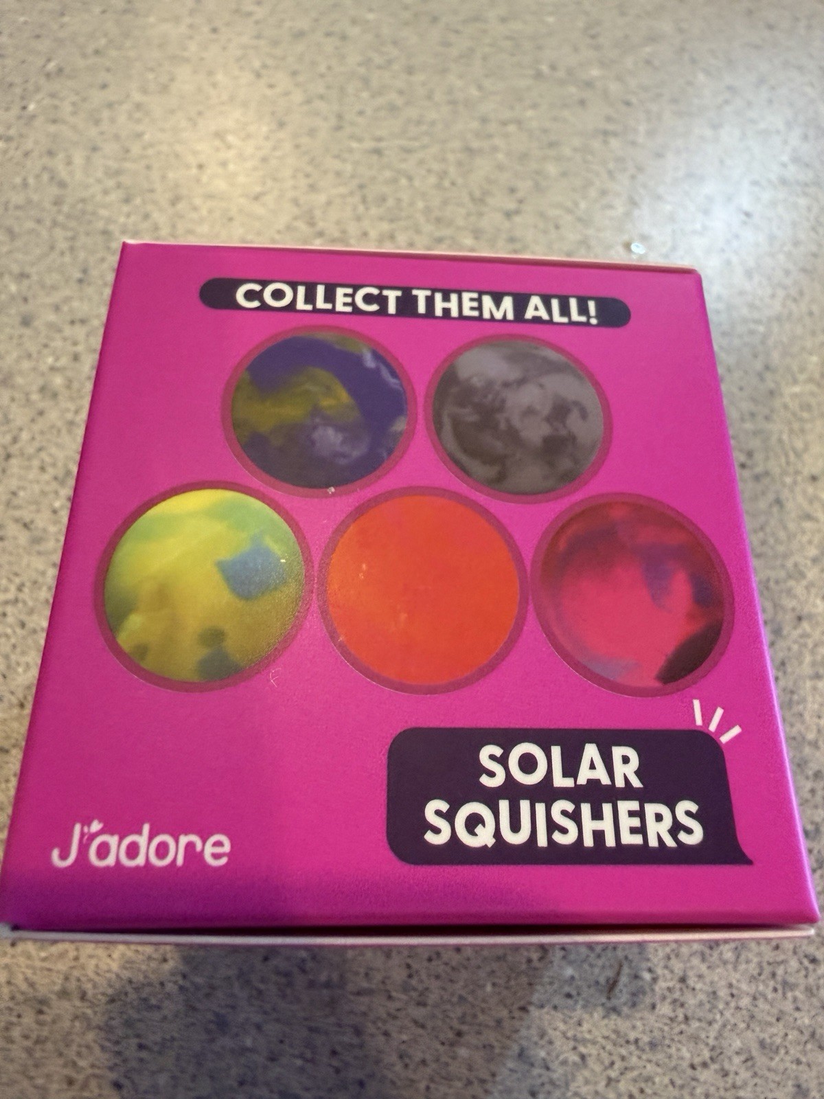 New J’adore Solar Squishy Ball Pink Purple Squishers Squeeze Fidget Toy 3+