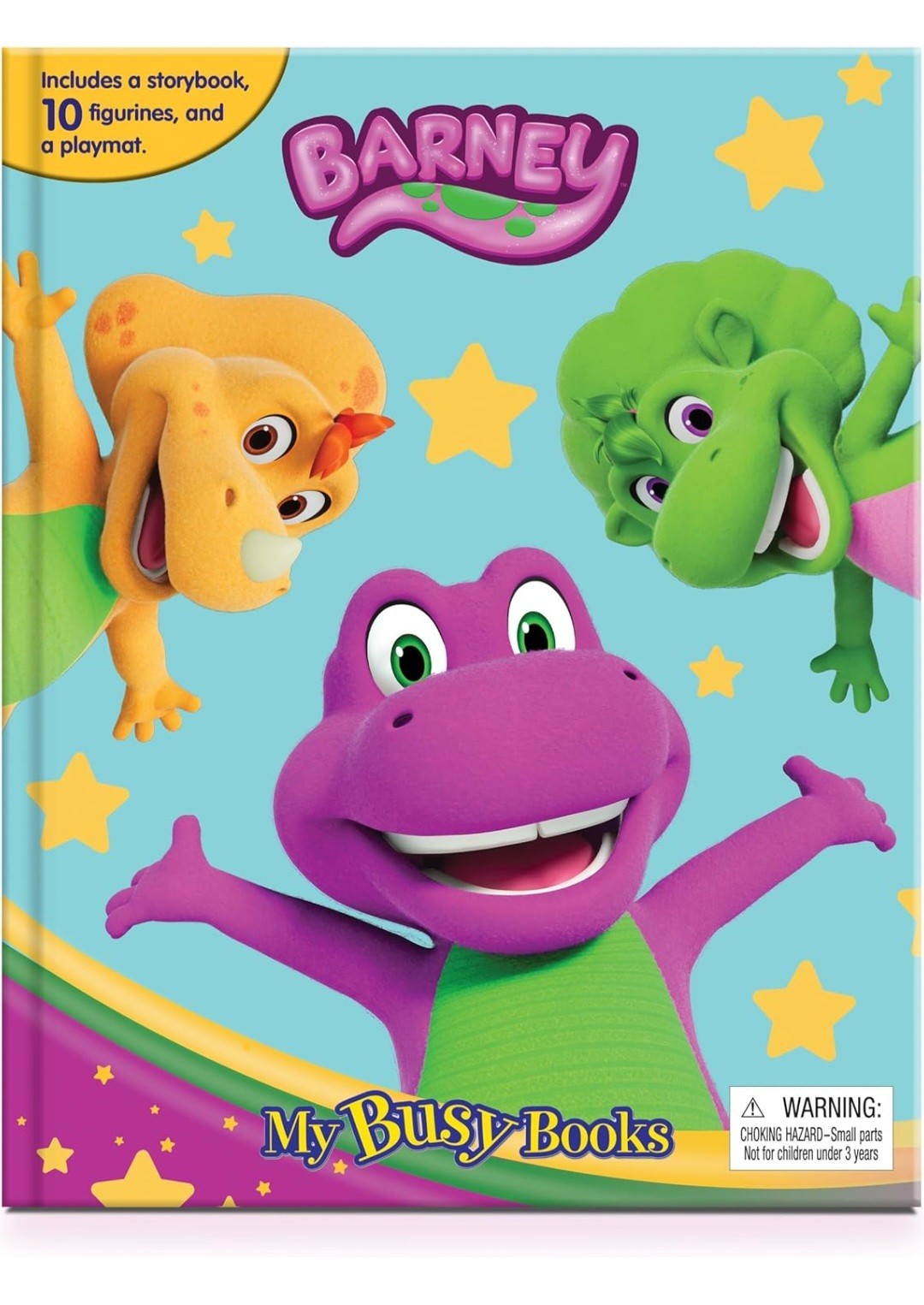 Mattel My Busy Books Barney & Friends Storybook With 10 Figurines & Playmat NEW