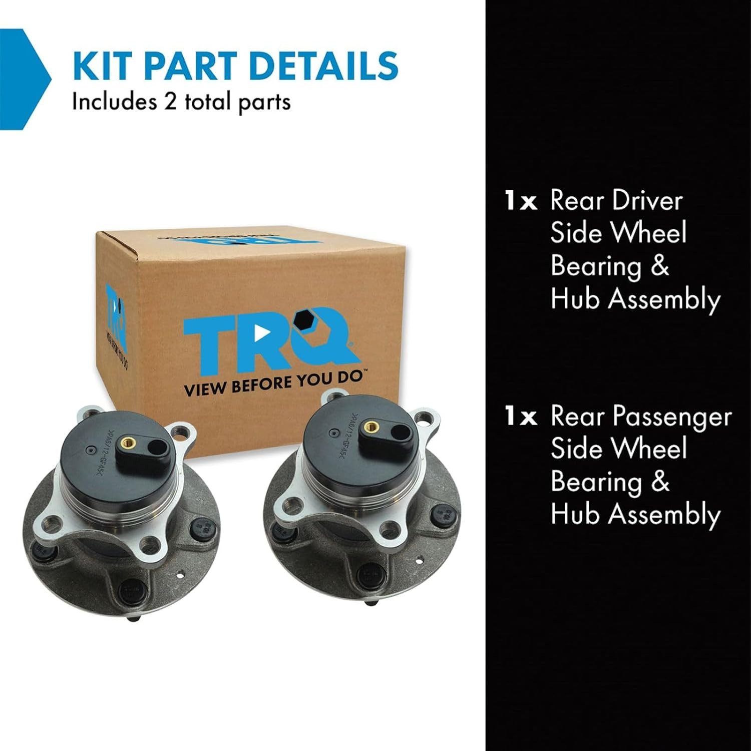 TRQ 2 Piece Rear Passenger Side Driver & Passenger Side Wheel Bearing & Hub Asse