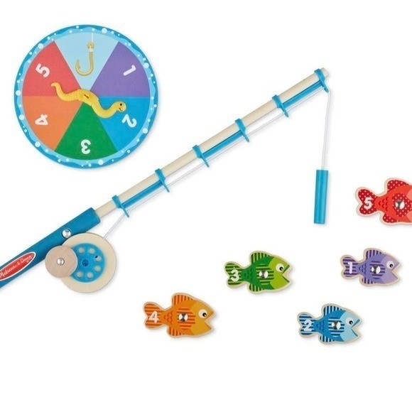 Melissa & Doug Catch & Count Wooden Fishing Game with 2 Magnetic Toy Rods