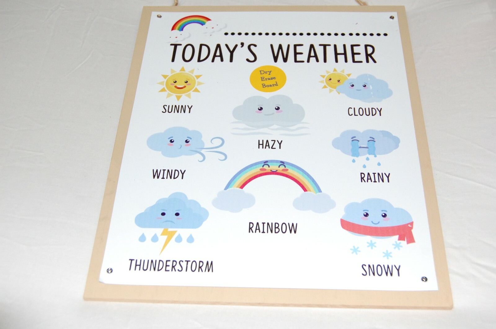 TODAY’S WEATER DRY ERASE HANGING WOOD BOARD CUTE FOR KIDS