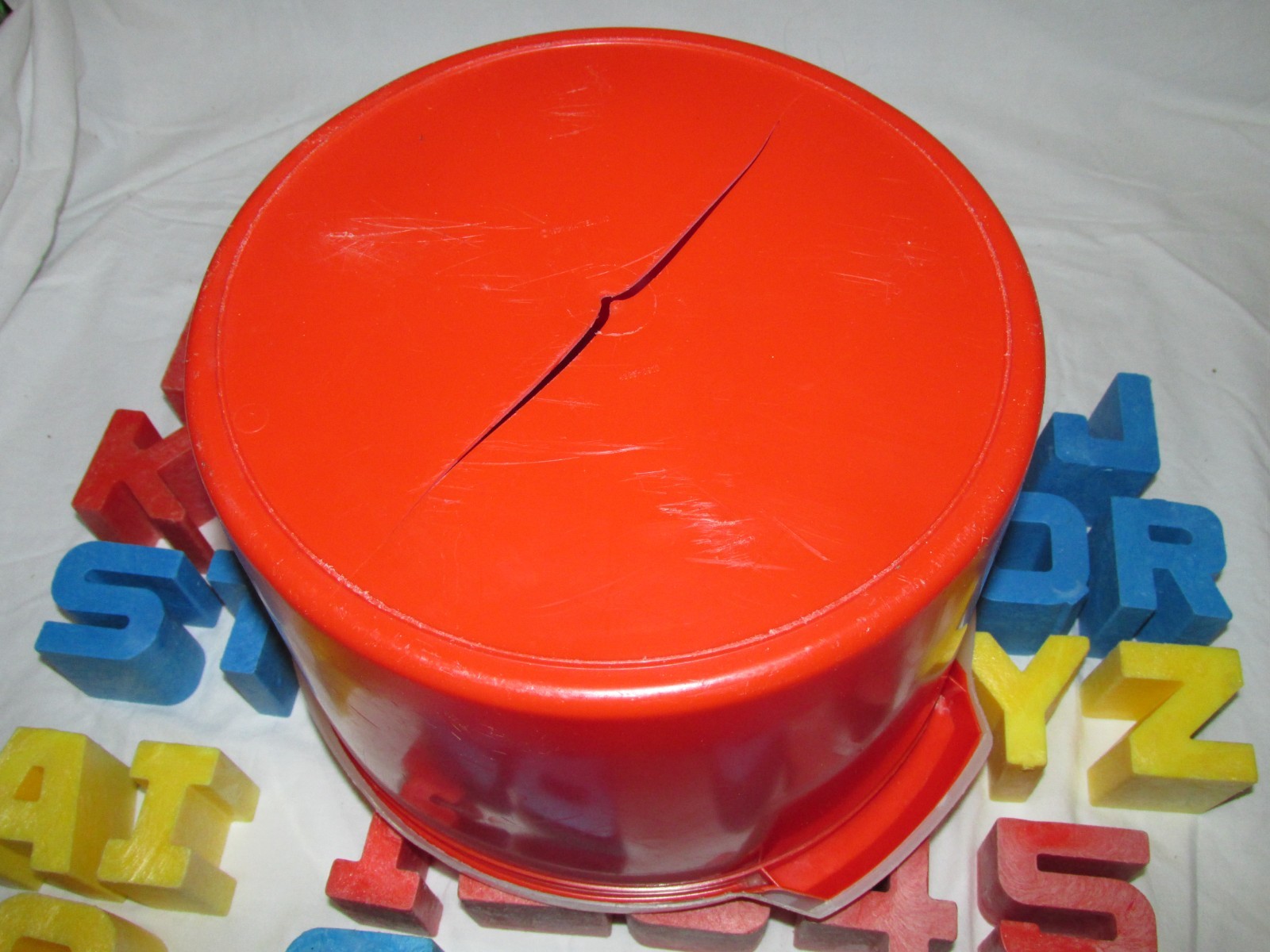Vintage 1971 Mattel Tuff Stuff Alphabet Letter and Number Blocks with Bucket