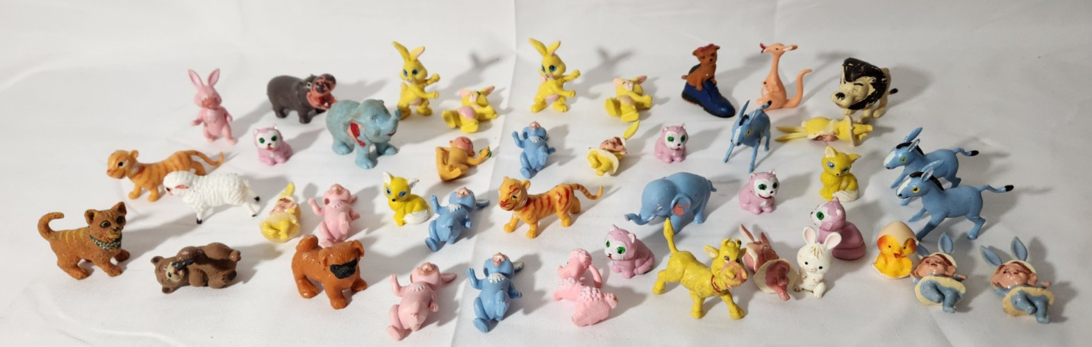 Vintage Plastic Animal Figures Lot 43 Farm Zoo Wild Easter Bunnies Mixed Toys