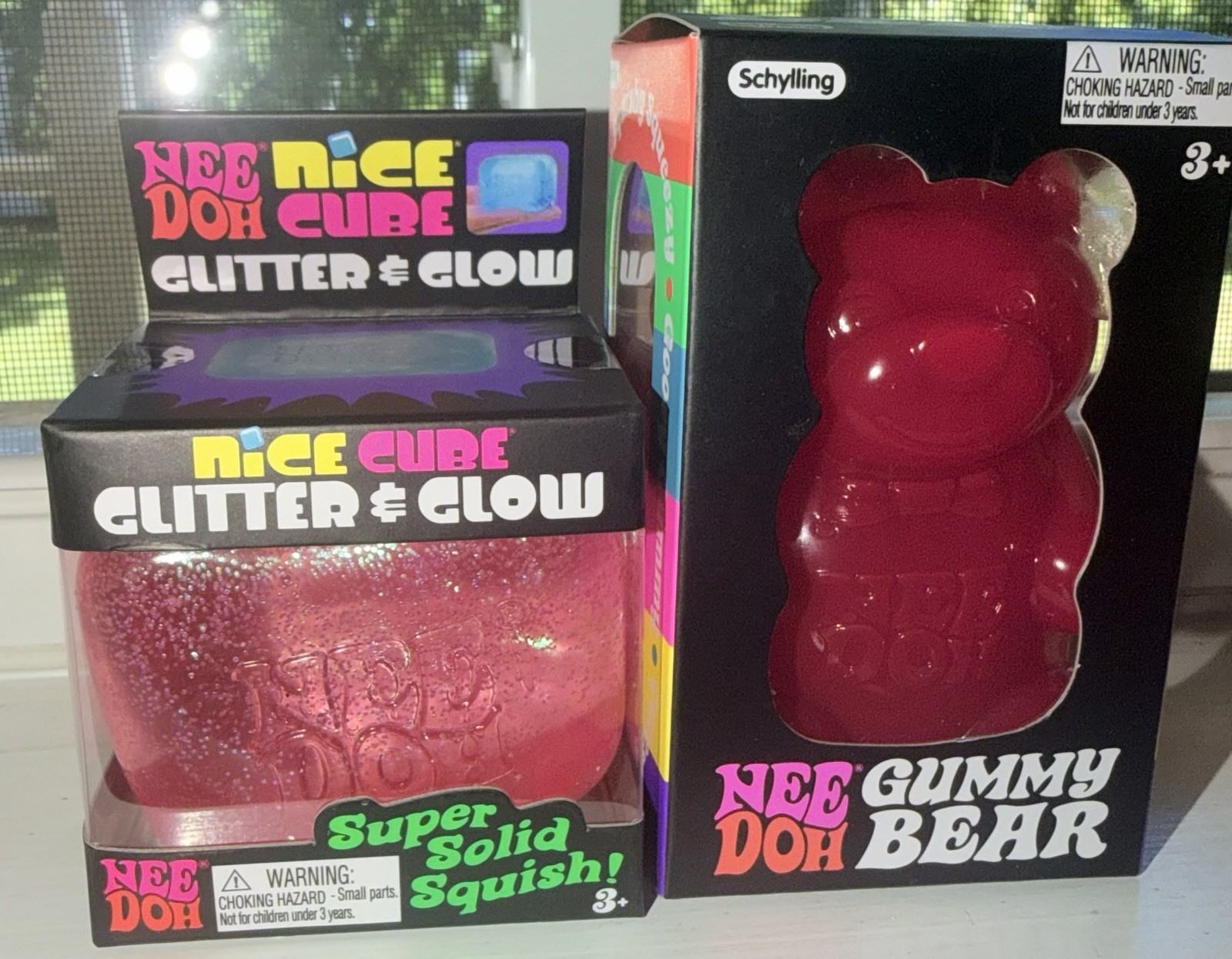 Bundle Nee Doh PINK Nice Cube Glitter & Glow and PINK Gummy Bear!