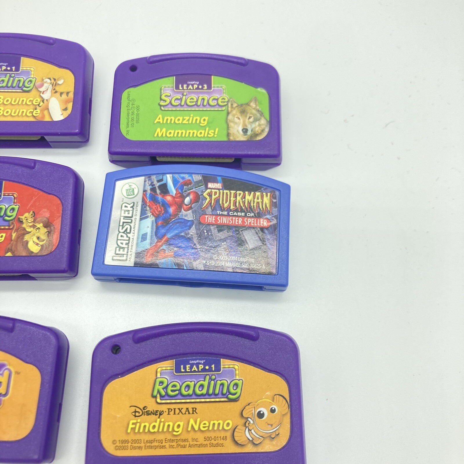 Leapfrog LeapPad cartridges Lot 6 Disney Spiderman The Lion King, Finding Nemo