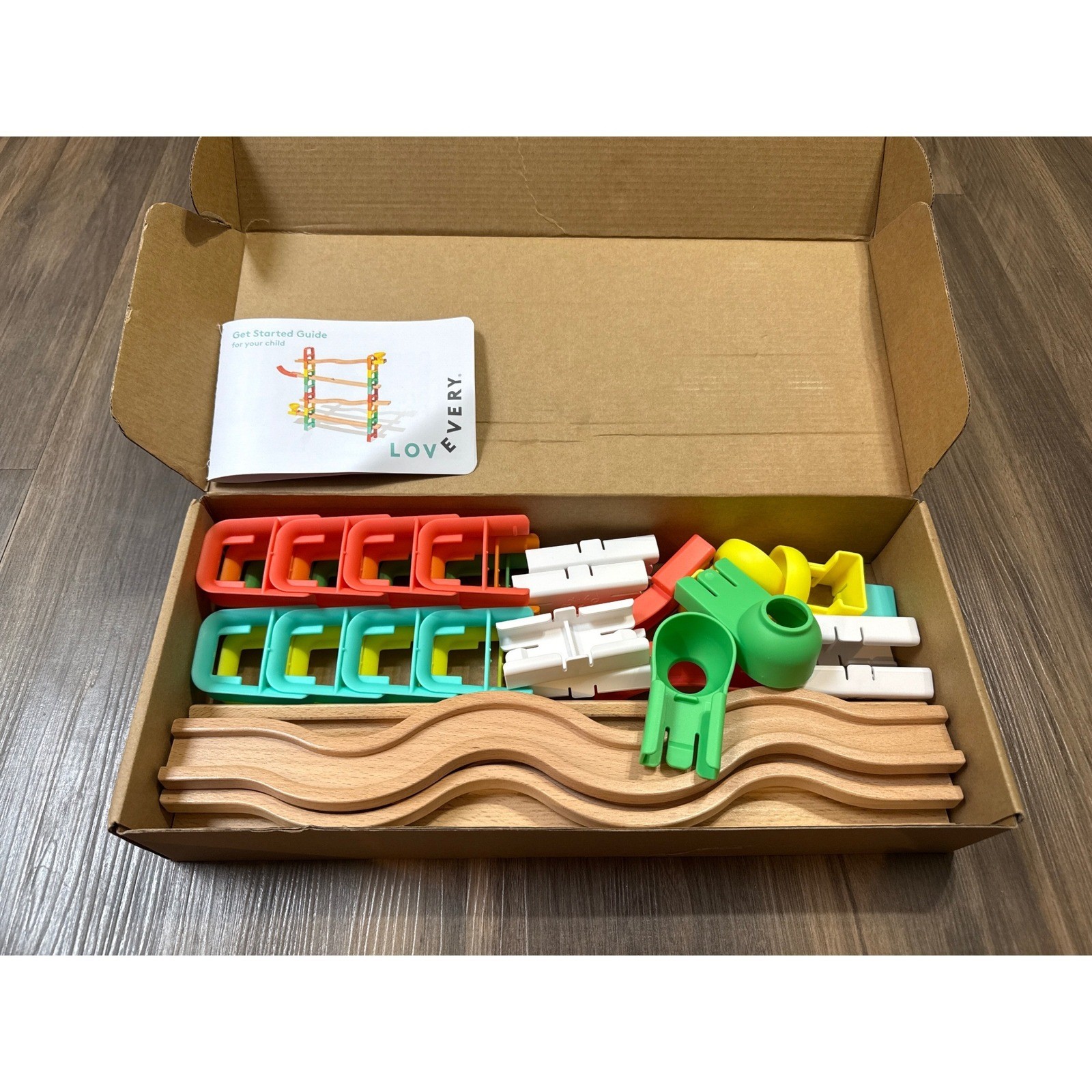 Lovevery Energy in Motion Wooden Ball Ramps Kids Multicolor STEM Toy Complete