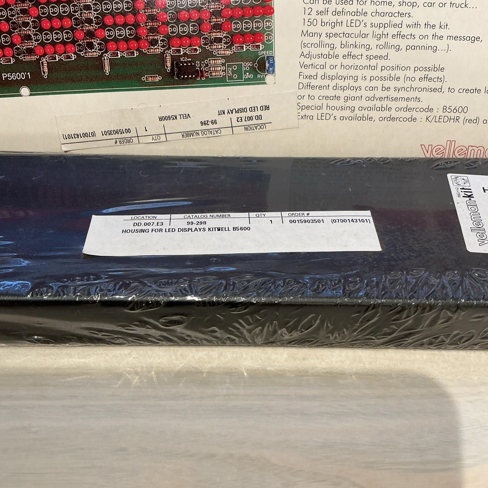Vintage Advertisement LED Display (Red) Kit Velleman K5600 with unopened housing