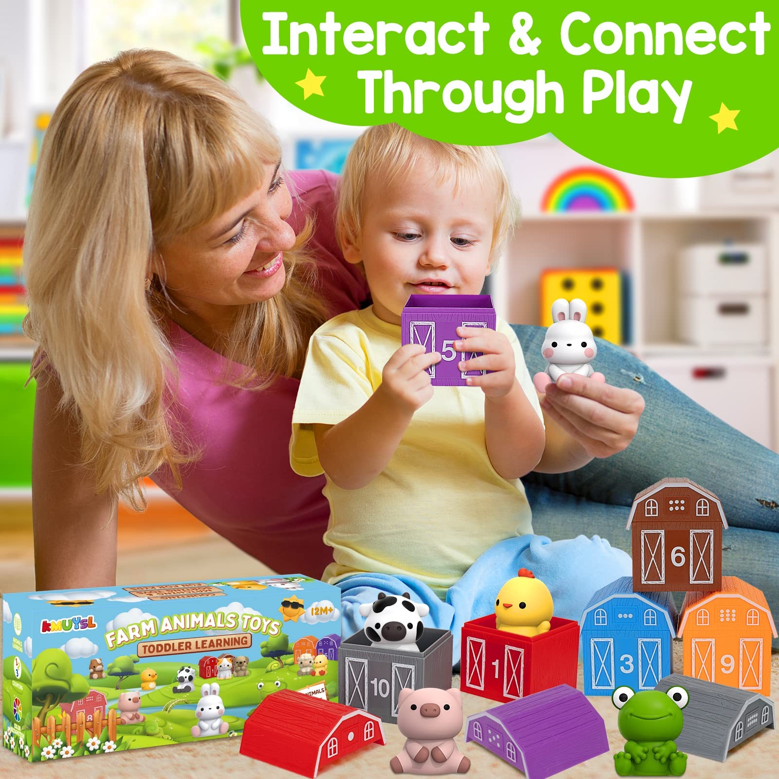 KMUYSL Toys for 1,2,3 Year Old Boys Girls, Farm Animals Medium, Multi-color