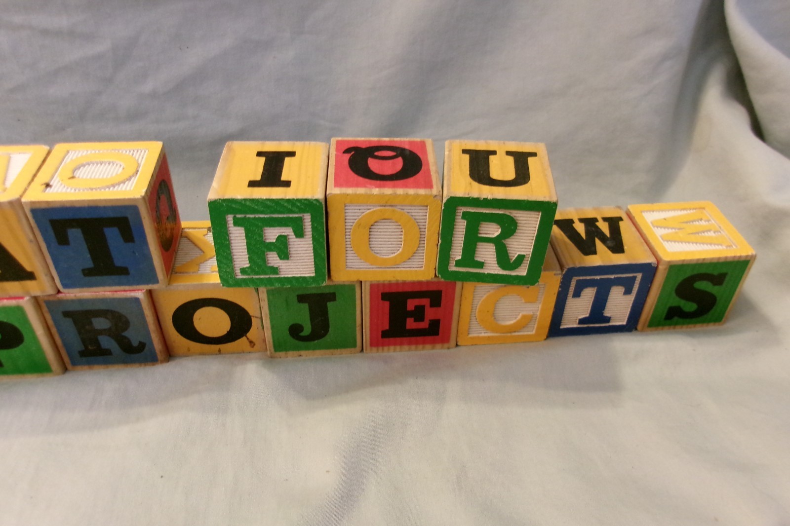 Schylling ABC Alphabet 38 out of 48 Wood Blocks Wooden Dove-Tailed Box No Lid