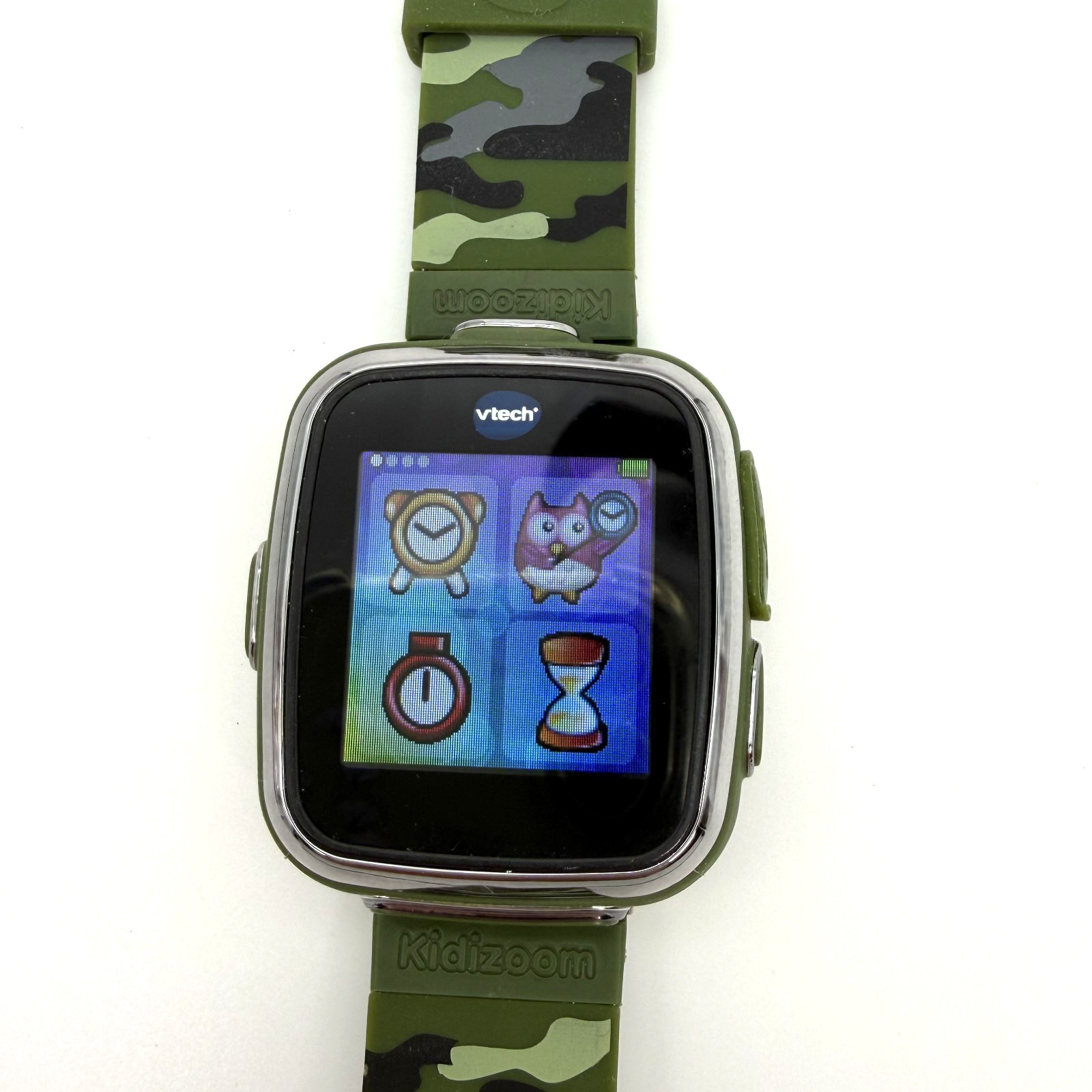 Vtech Kidizoom Kids Watch Green Camo Camera Video Calendar Games Tested WORKS