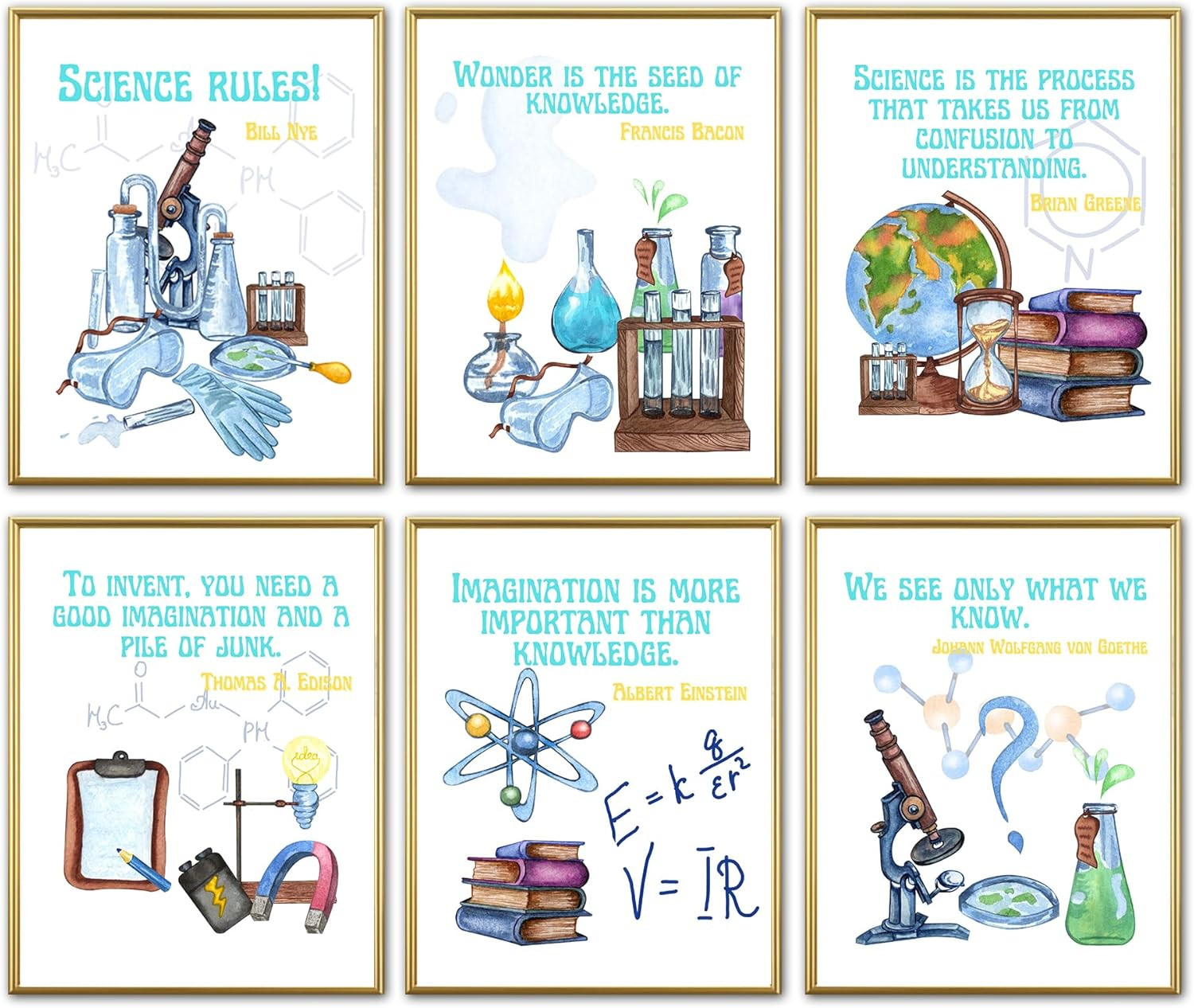 6 Science Posters for Classroom – Inspirational and Educational STEM Decor for E