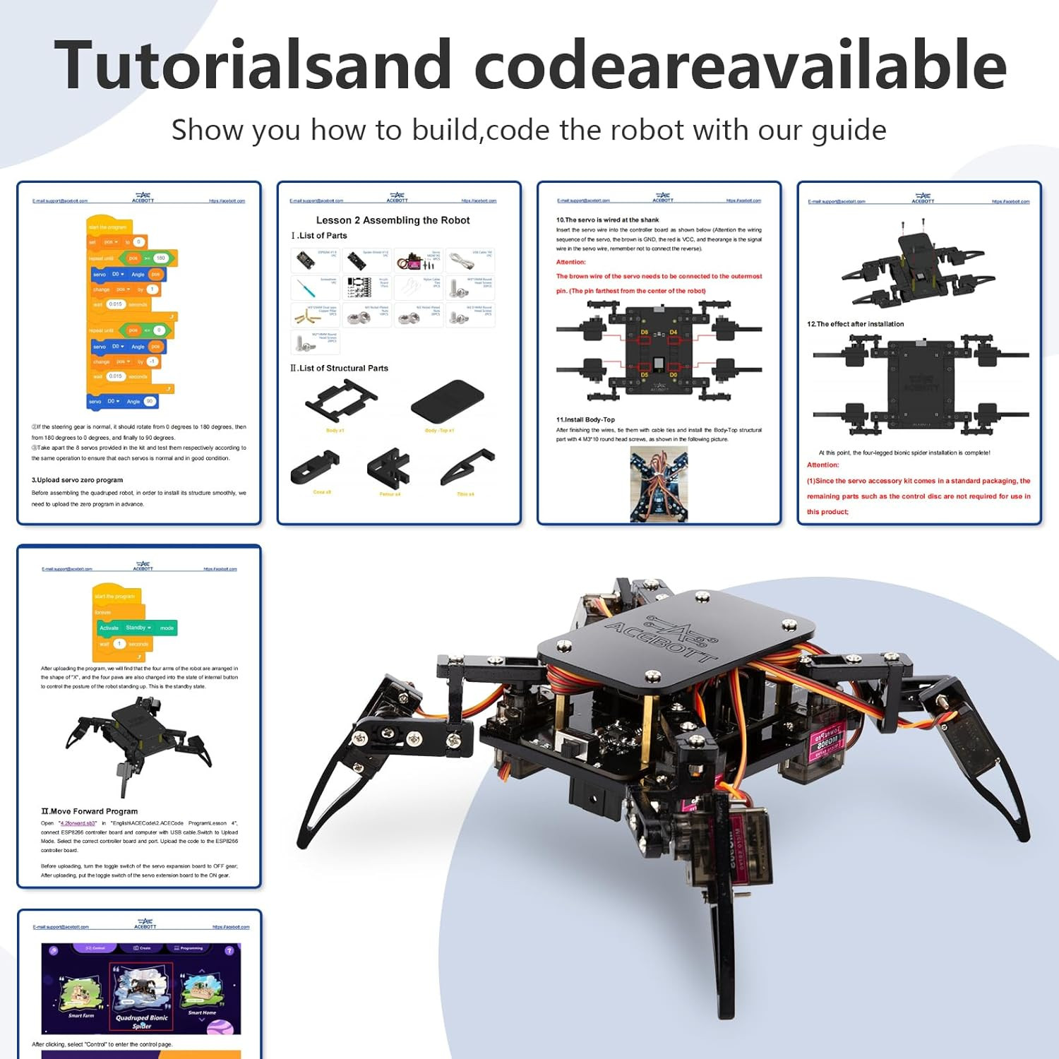 ESP8266 Spider Robot Kit – STEM Fun for Teens & Adults, App Controlled Toy