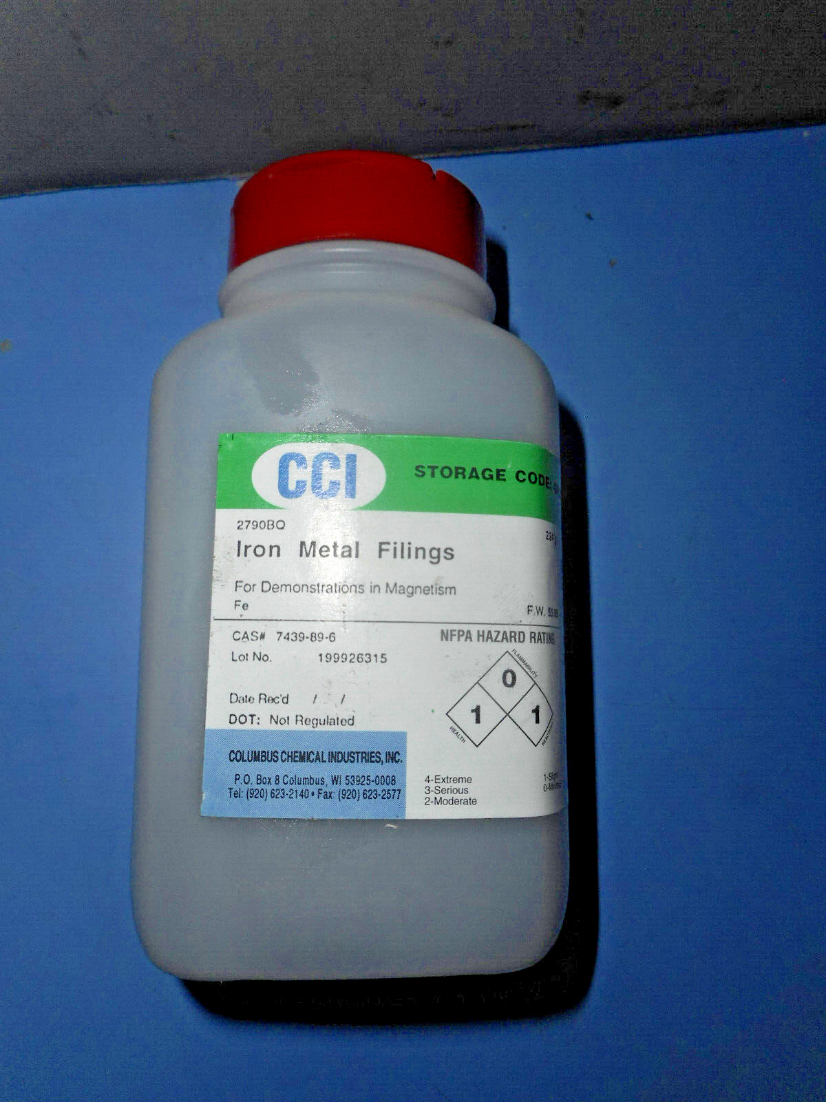Coarse Iron Filings 224g (7.9 oz) * Magnetism Demonstrations * CAS# 7439-89-6