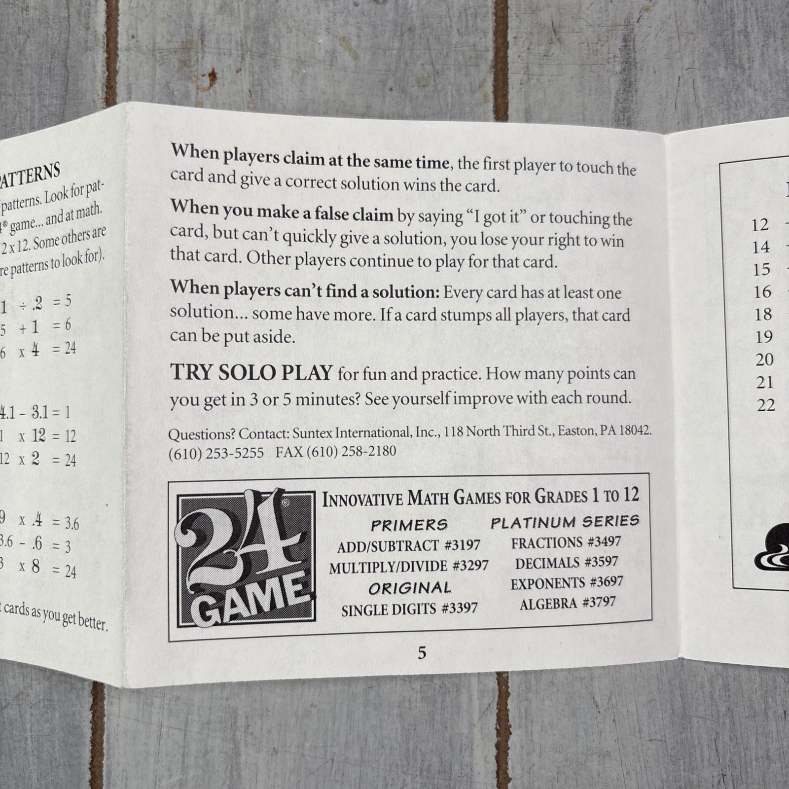24 Game Decimals Math Game 96 CARDS, Math Practice 1993 – Rare