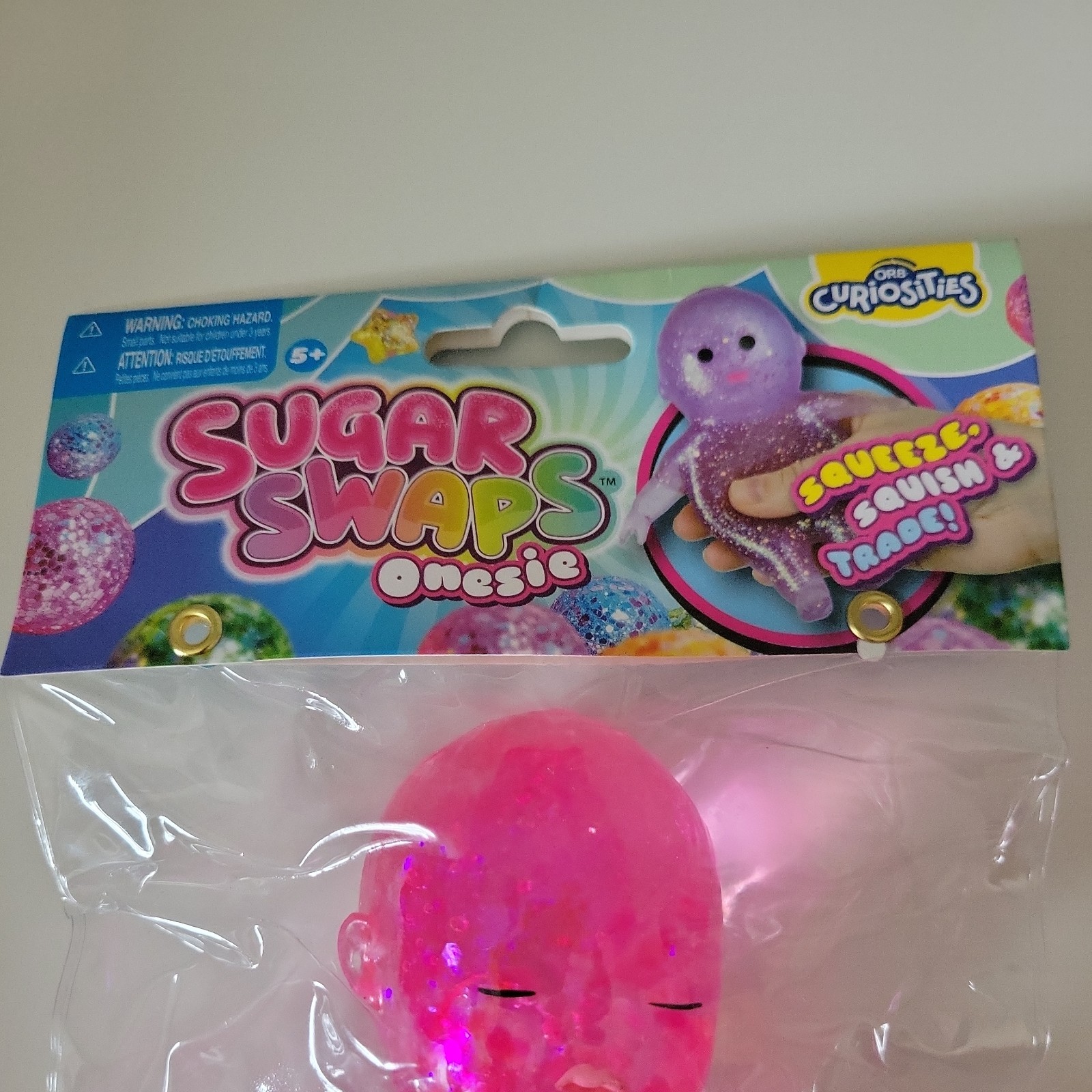 Sugar Swaps Orb Curiosities 5″ BABY Glitter Squishy SET OF 3 Pink Blue Purple