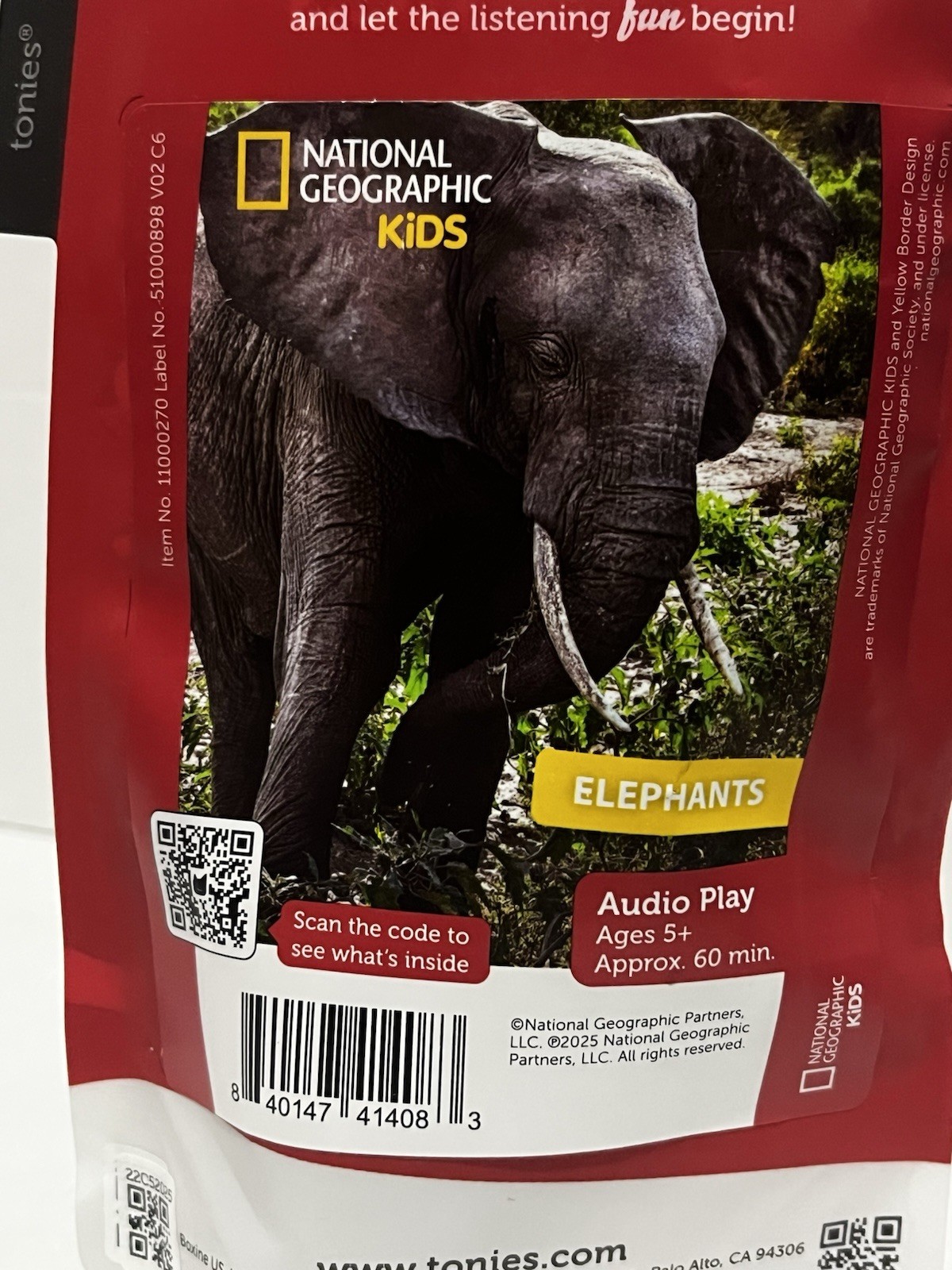Tonies – National Geographic Kids Elephant Tonie – EDUCATIONAL – NEW