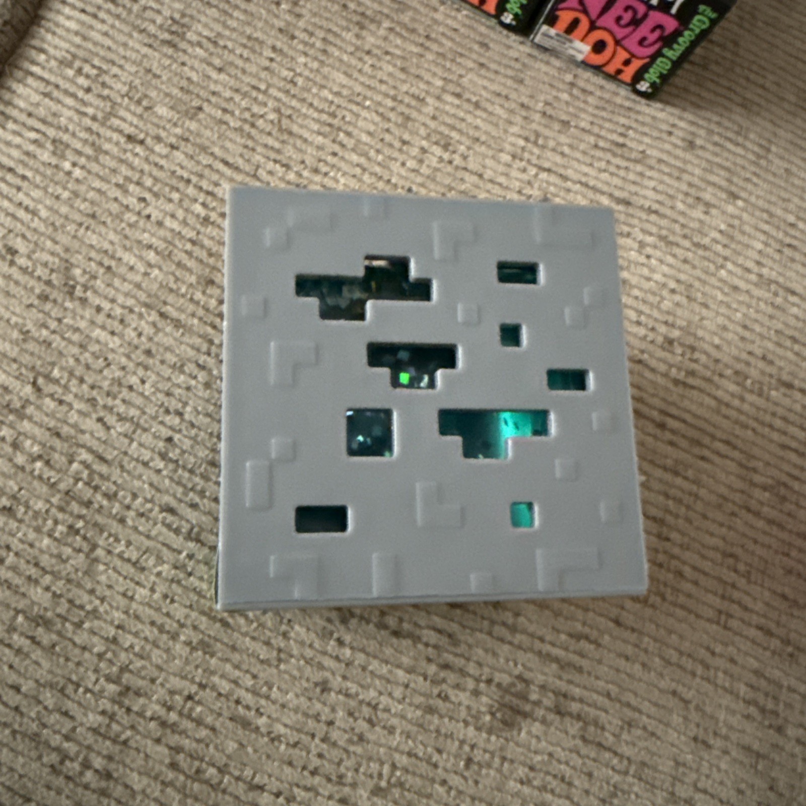 Minecraft Jelly Cube Blue Squishy with Rare GOLD Sword/pickax 1/48