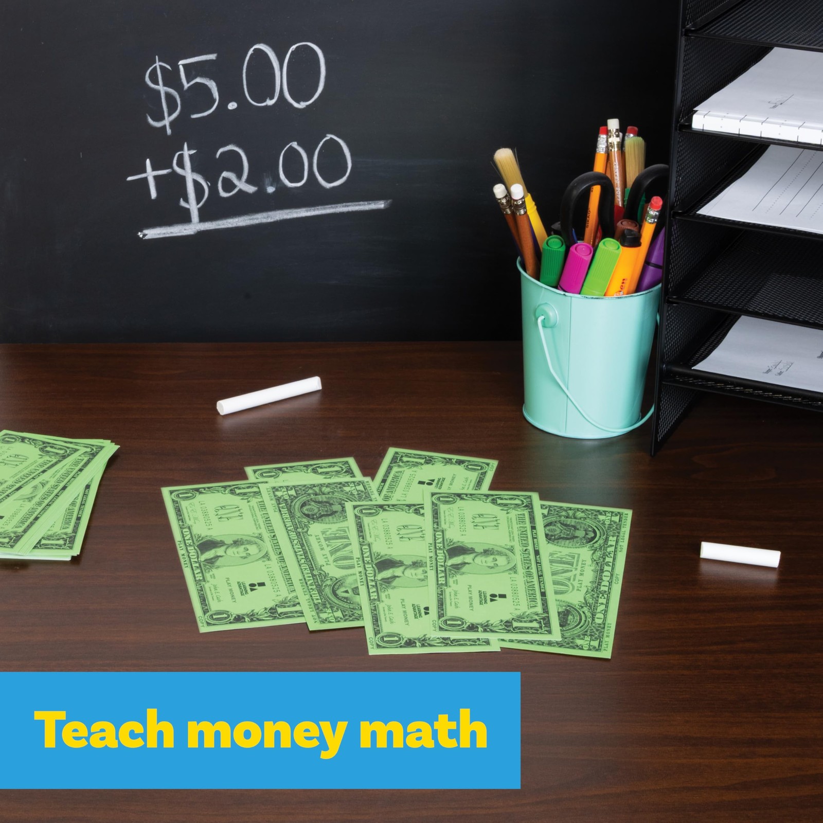 LEARNING ADVANTAGE One Dollar Play Bills | Set of 1 Count (Pack 1), Green