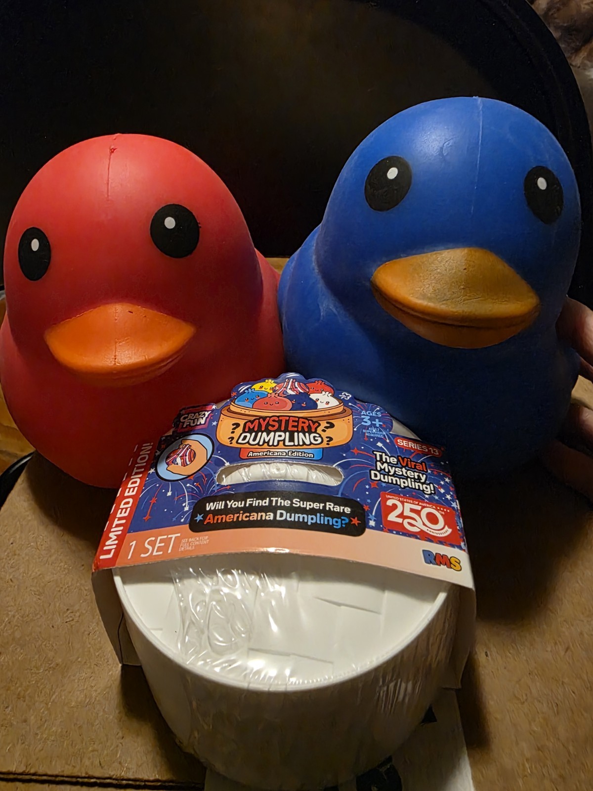 Lot Of RMS Dumpling And Sunny Days Squishy Duck Red, White And Blue ❤️🤍💙