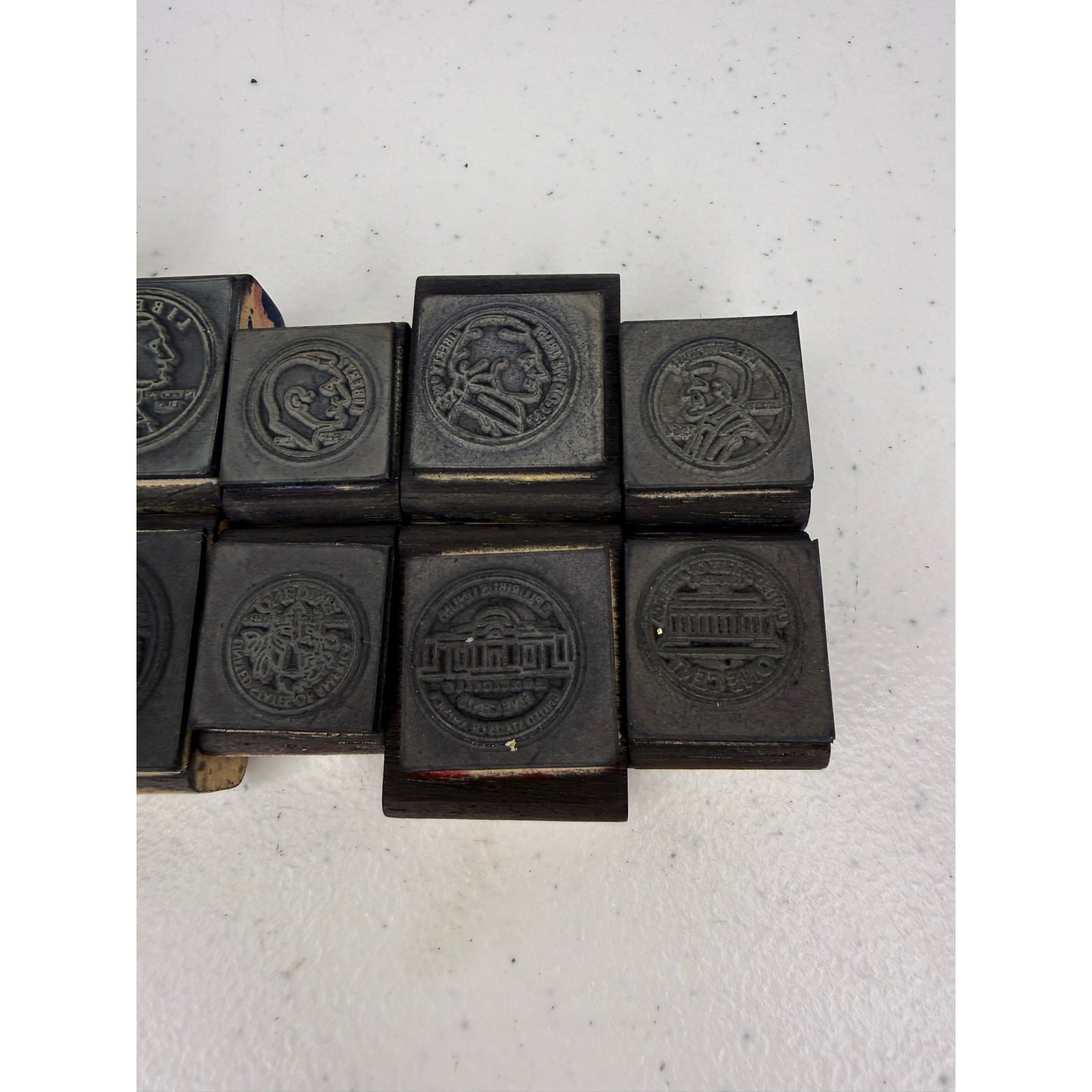 Vintage Coin Rubber Stamp Set Kennedy 1/2 Dollar Quarter Dime Nickel Penny 10 Pc