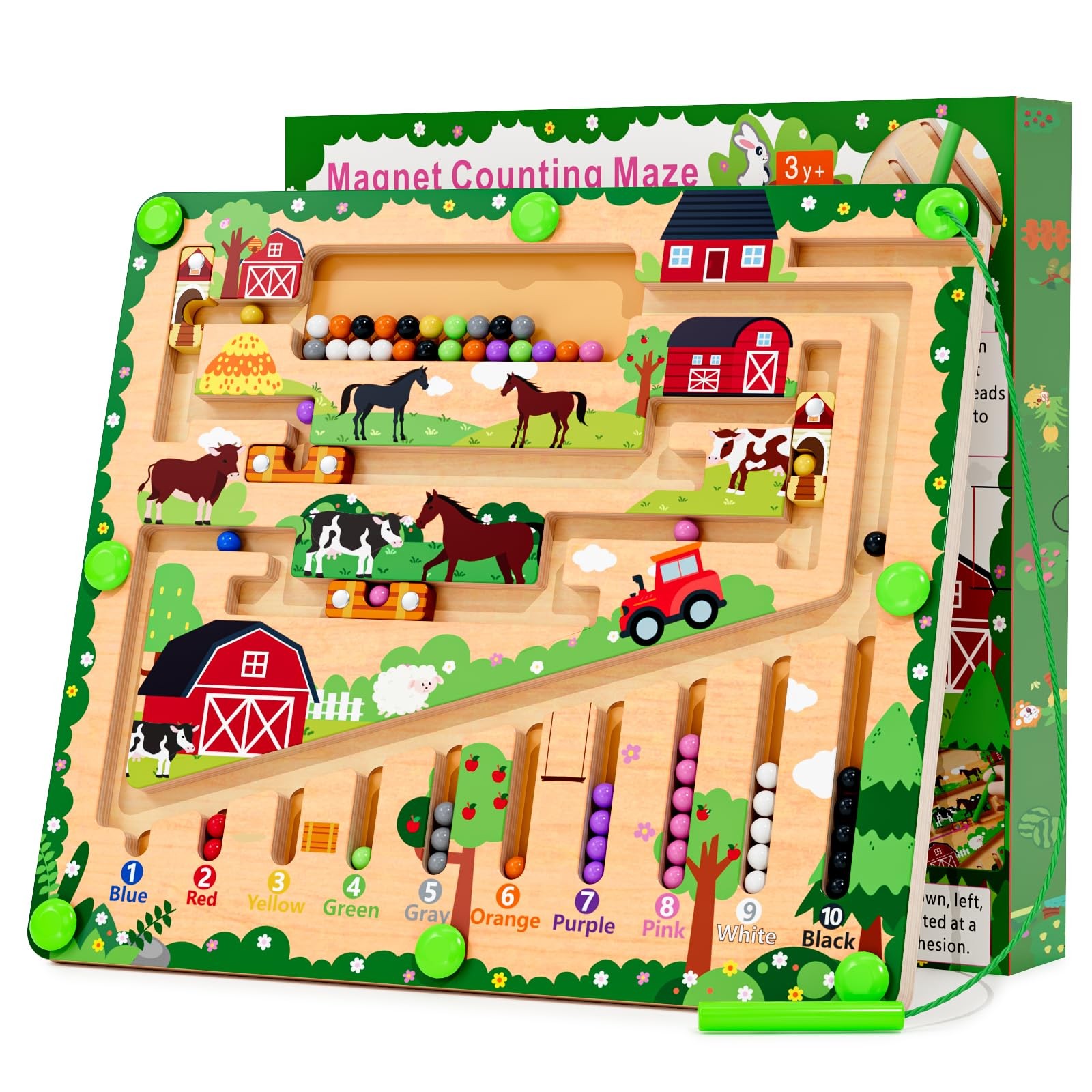 zhiwuzhu Magnetic Color and Number Maze, Compact Portable, Cyan
