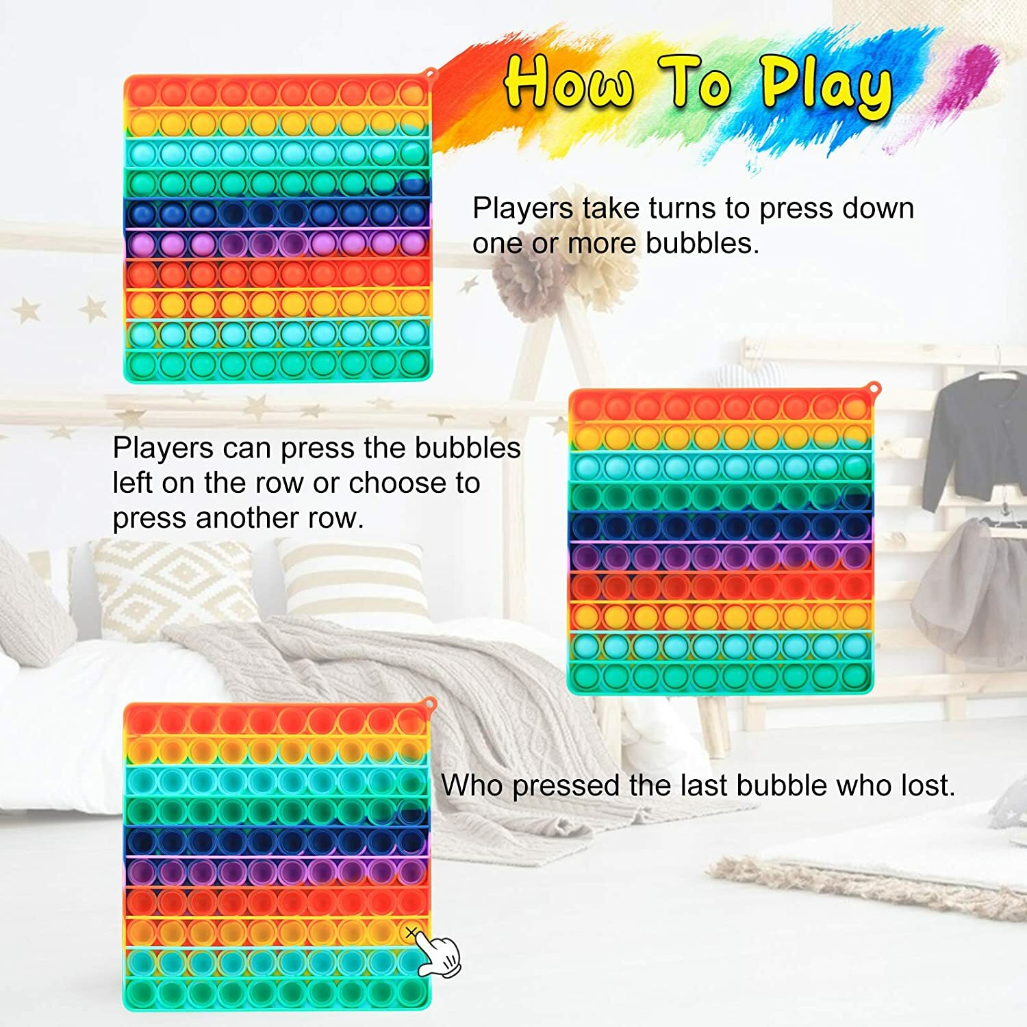 Popit Fidget Toy Push Bubble Sensory Stress Relief Kids Family Square Game Gift
