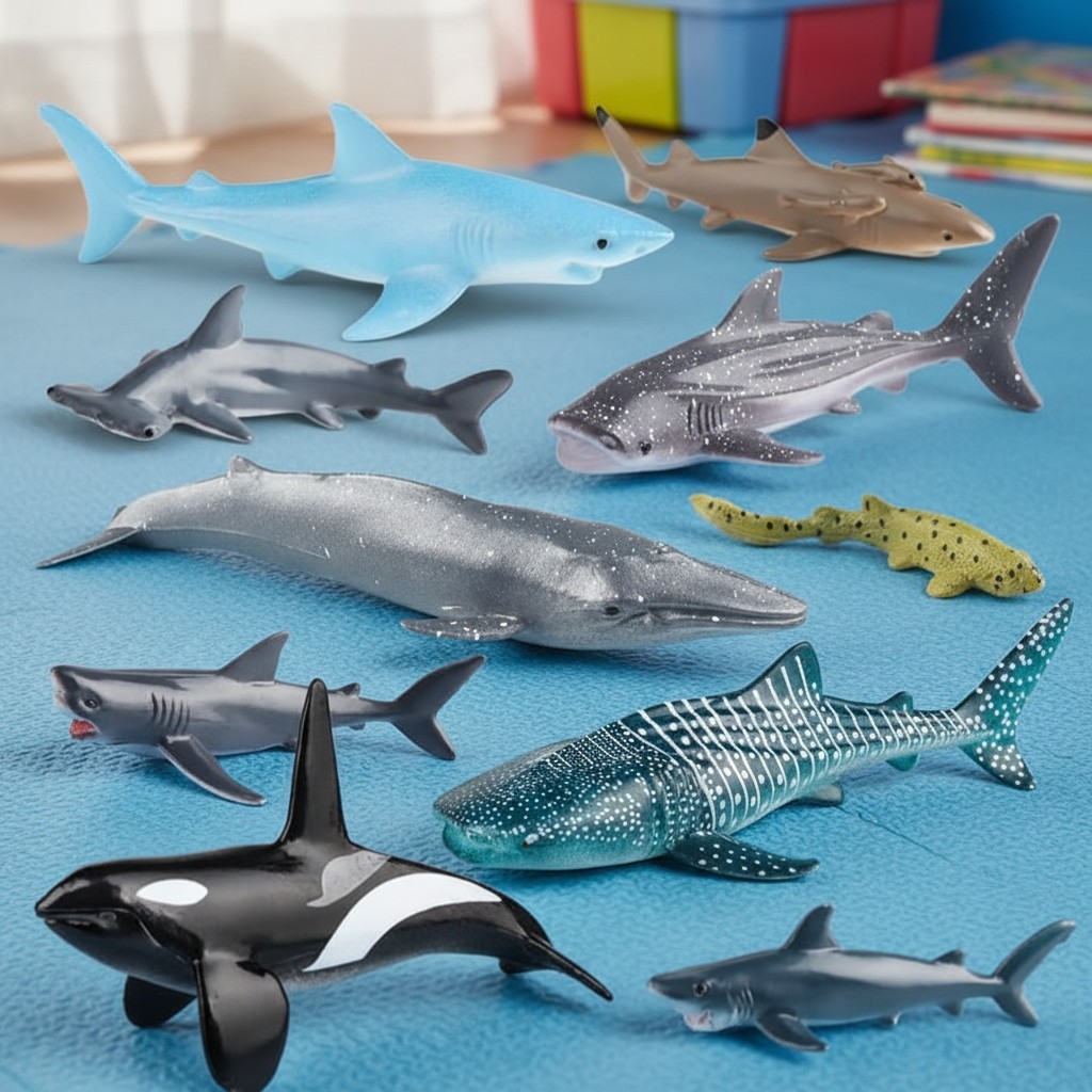 12Pcs Sea Animal Figures, Realistic Ocean Animal Toys Set with Whale Shark Octpu
