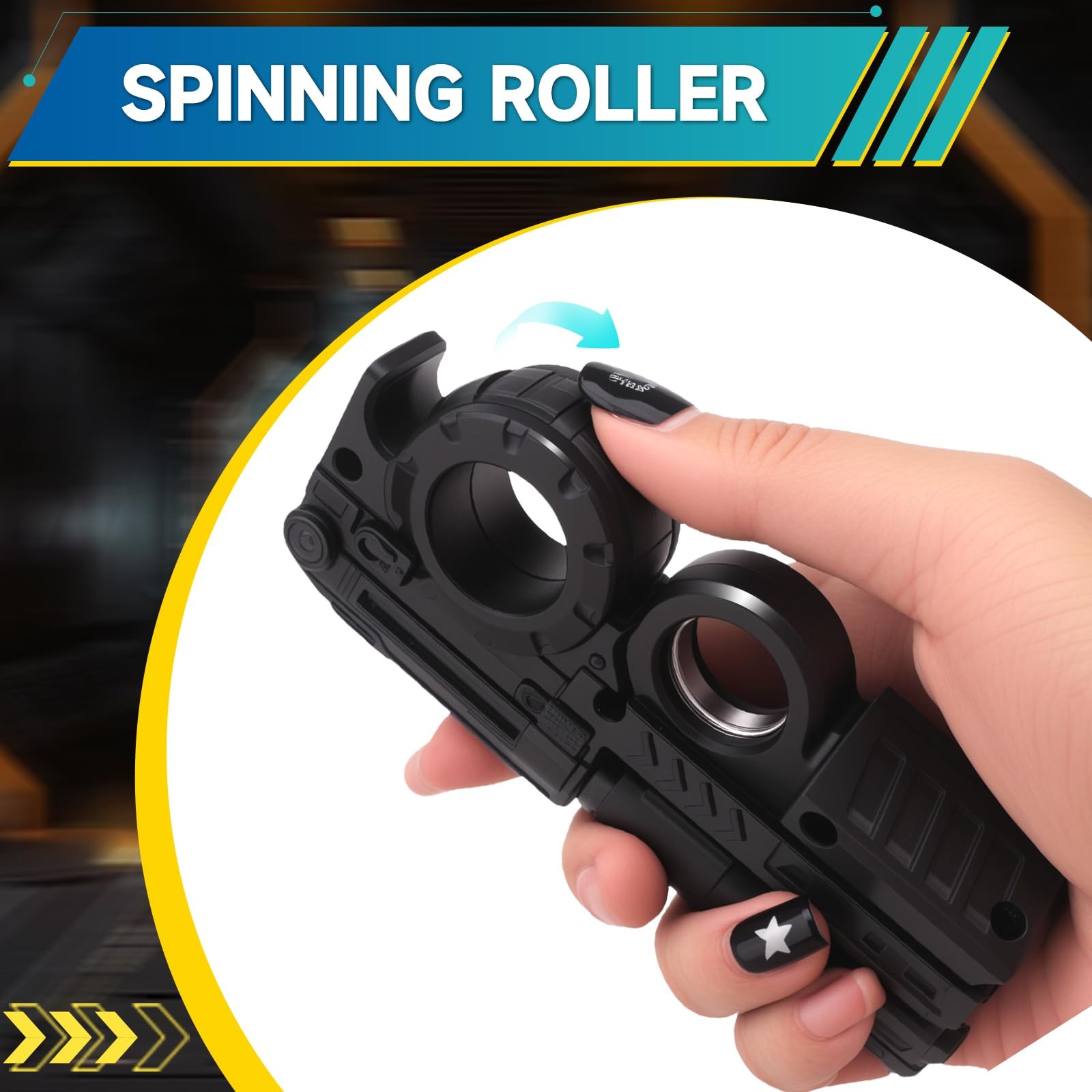 7 in 1 Fidget Slider, Spinner, Hand Roller Handheld Small, Black