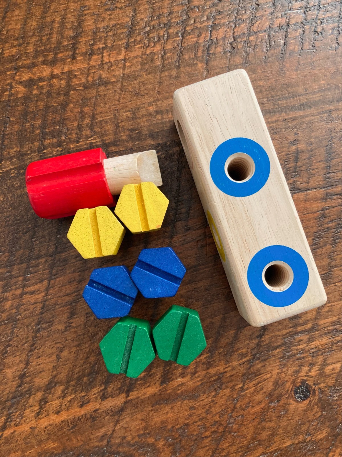Guidecraft Wooden Screw Block Montessori Learning Toy Memory & Fine Motor Skills