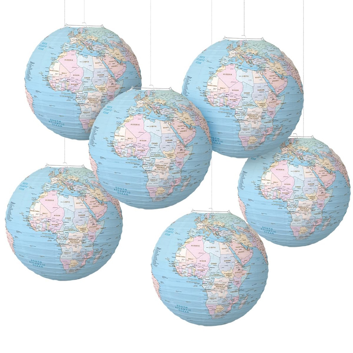 World Map Globes Hanging Paper Lantern Map Classroom Decorations Travel Theme…