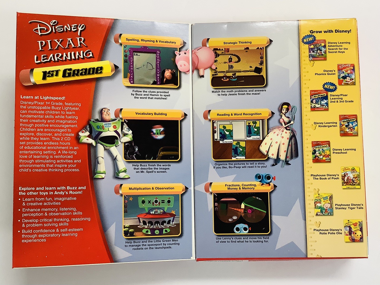 “BRAND NEW” Disney Pixar Learning: 1st Grade – 2 Deluxe CD-ROM Set (Win/Mac)