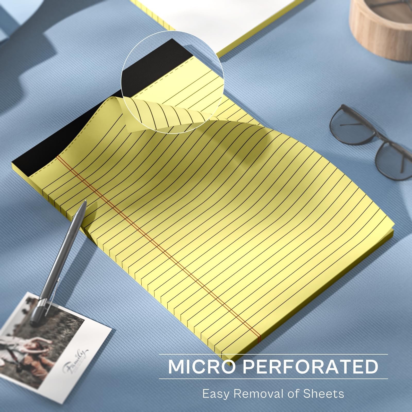 4 Pack Yellow Notepads 8.5×11 Yellow Legal Pads 30 Sheets Perforated Yellow P…