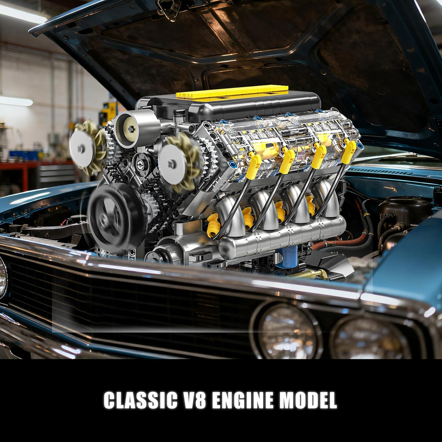 STEM V8 Engine Model Kit – 905 PCS Educational Toy for Teens & Adults