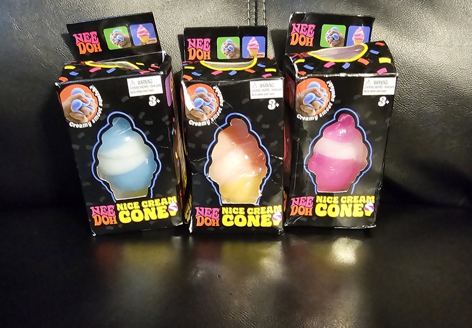 Nice cream cones set of 3 blue pink orange needoh new