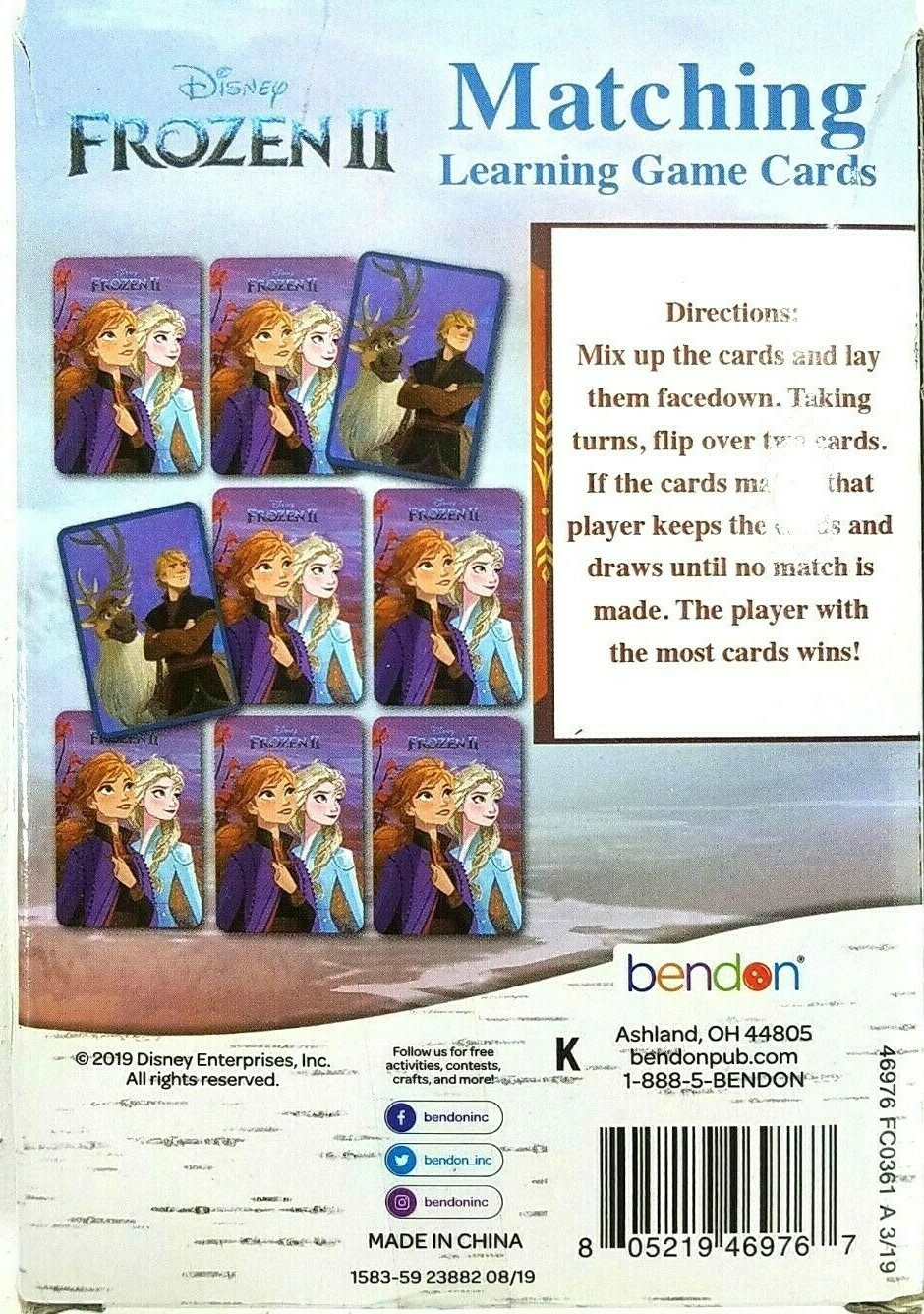 Frozen 2 Matching Game Flash Cards 36 Cards for Ages 3 plus