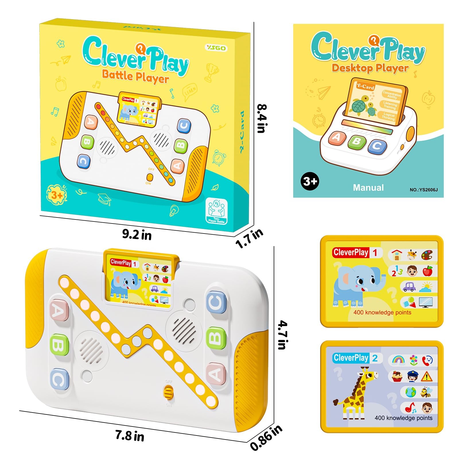 Educational Toys for Kids 3-6 Years Old, Interactive Quiz Battle Small, White