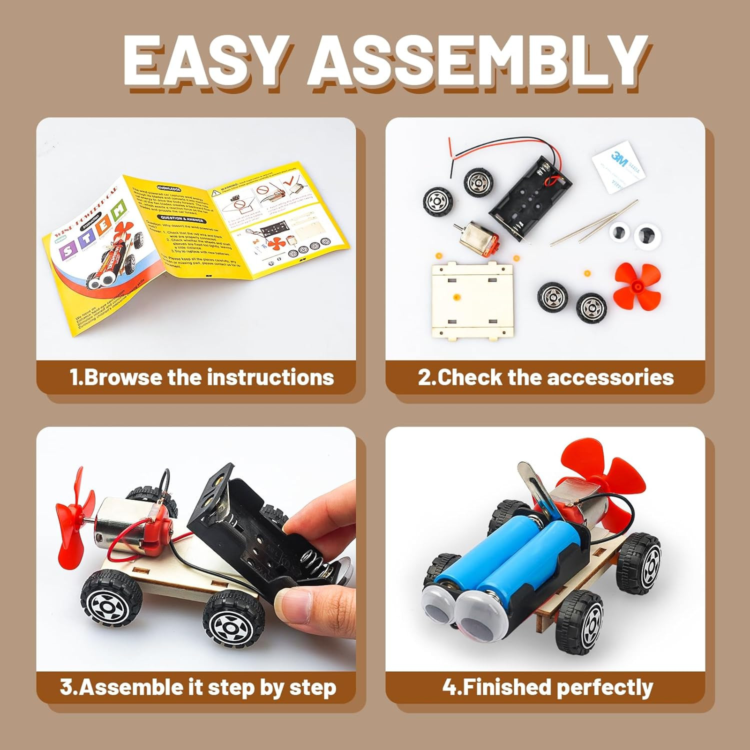 STEM Science Kits for Kids Age 8-12, 6 Set Wind-Powered Cars Science Experiments