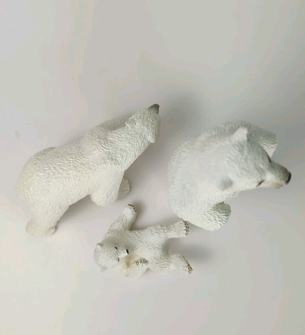 Vintage Polar Bear Set Male Female & Cub 1990 Safari Ltd Christmas Decor EUC