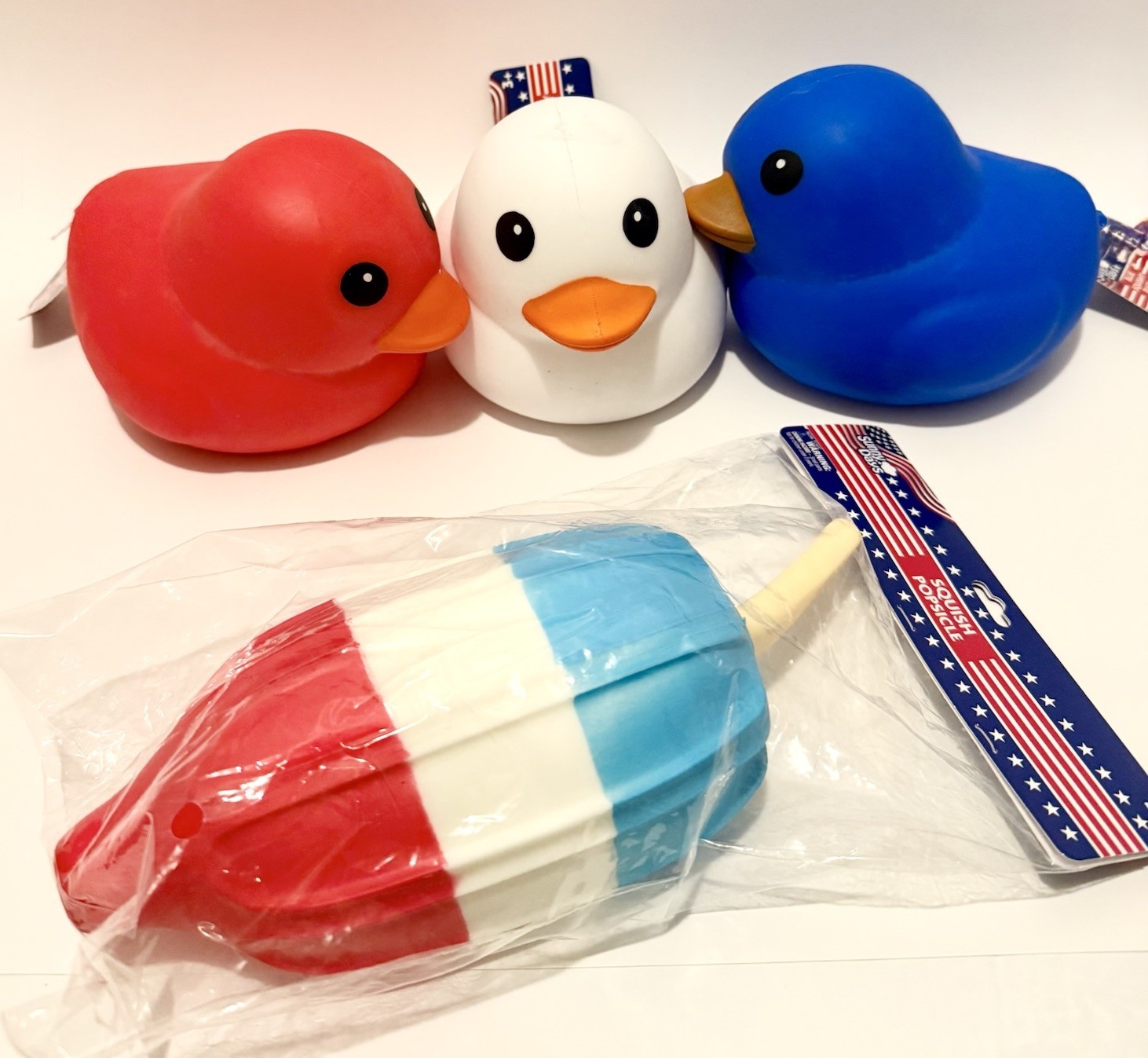 5pcs Squishies Patriotic Bear Duck (Red White & Blue) Popsicle Bomb Sunny Days